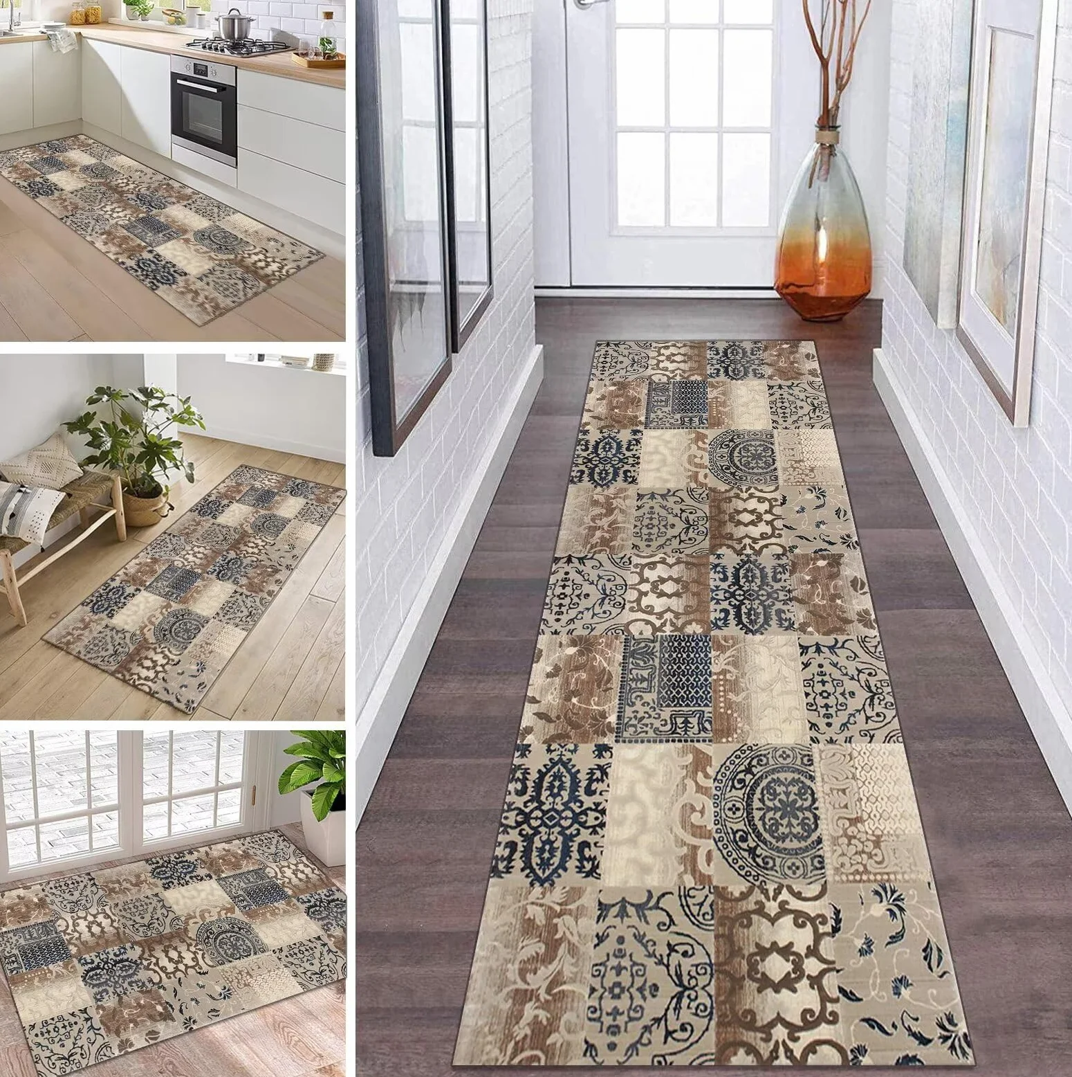 Bieżnik antypoślizgowy vintage boho 100 x 300 cm na korytarz