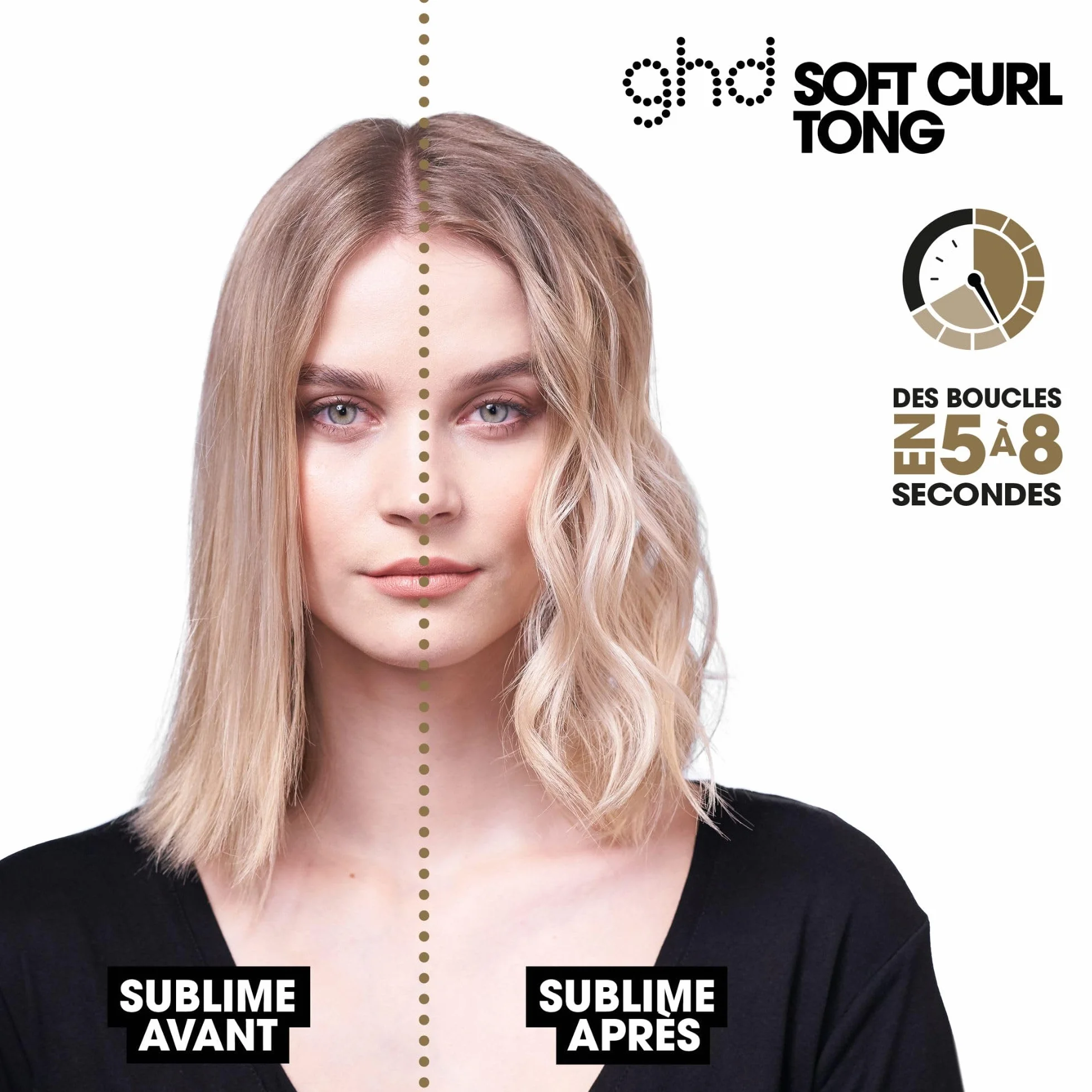 ghd Curve Soft Curl Tong, profesjonalna lokówka z klamrą, średnica 32 mm