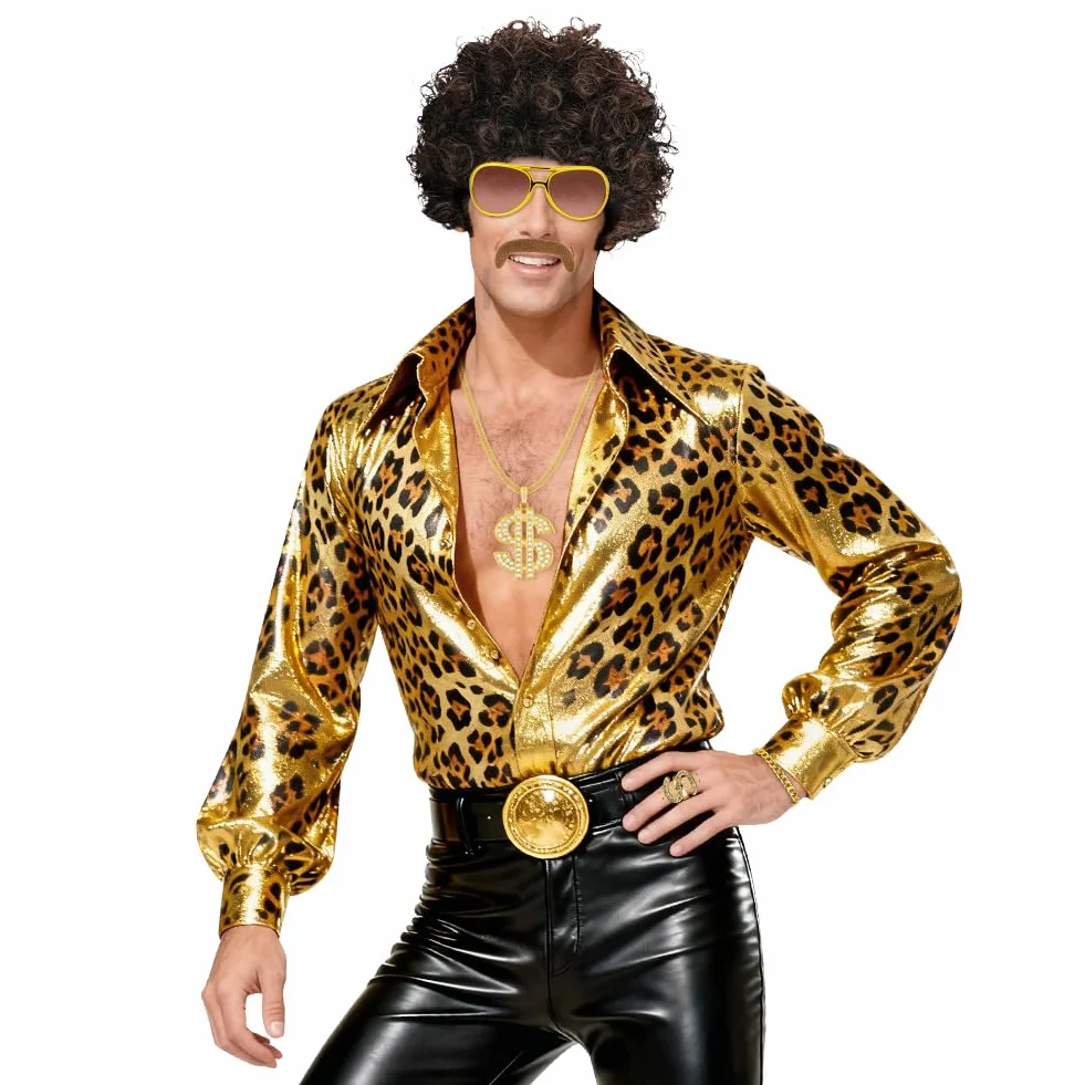 AUYAO Kostium hipisowski w stylu lat 60. i 70. XX wieku, fantazyjny kostium, akcesoria męskie, Funky Afro, peruka hipisowska, lata 80., dyskoteka, gorączka, hipisowska peruka, zestaw włosów z czarną