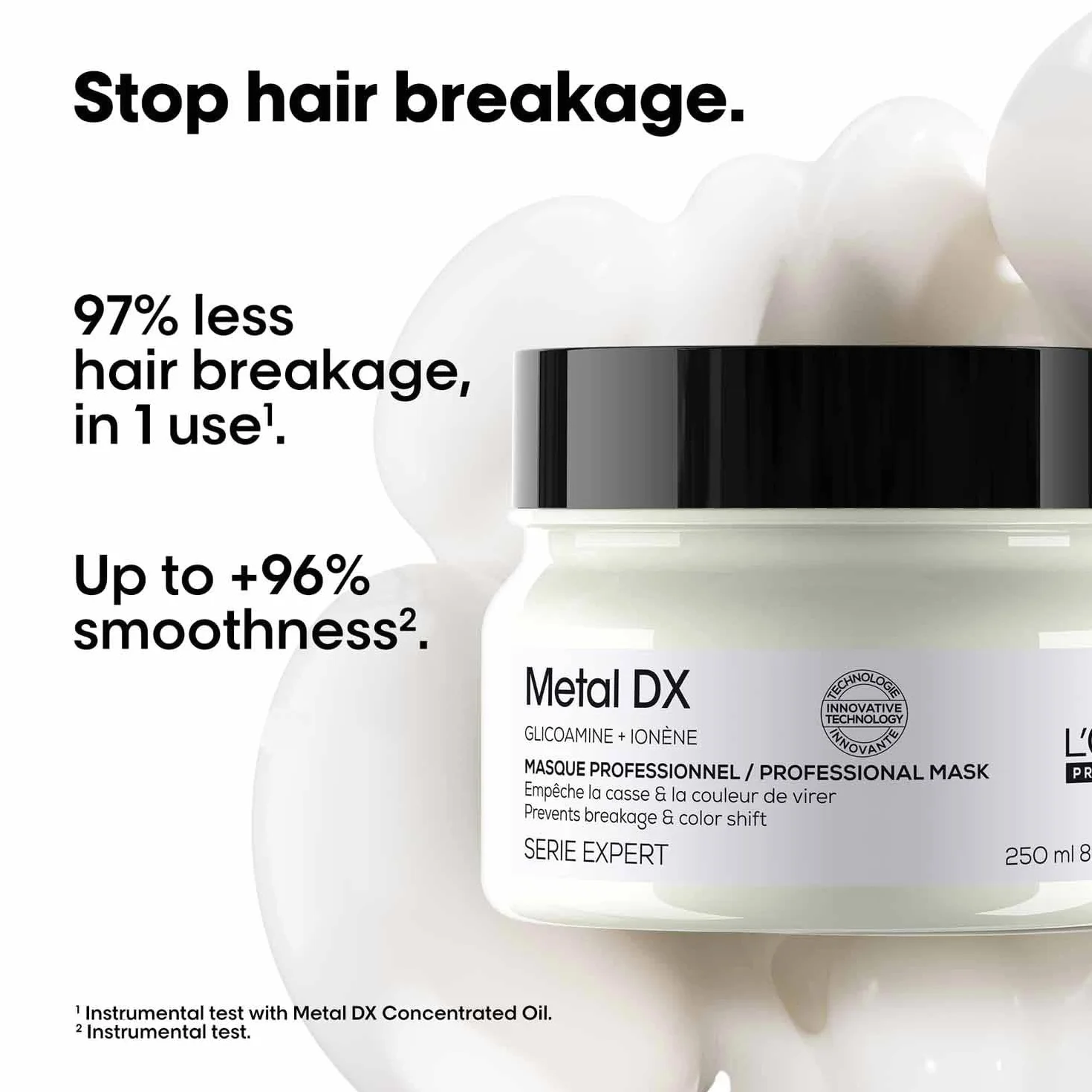 L'Oréal Professionnel Maska do włosów farbowanych i zniszczonych, długo utrzymujące się kolory i połysk, seria Expert, maska Metal DX, 250 ml