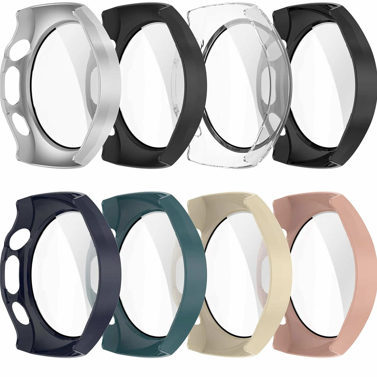 Etui ochronne na Huawei Watch 5 46 mm, twarde etui PC z folią ochronną ze szkła, osłona przeciwświetlna, antyrysowa, antypyłowa, Huawei Watch 5 46 mm