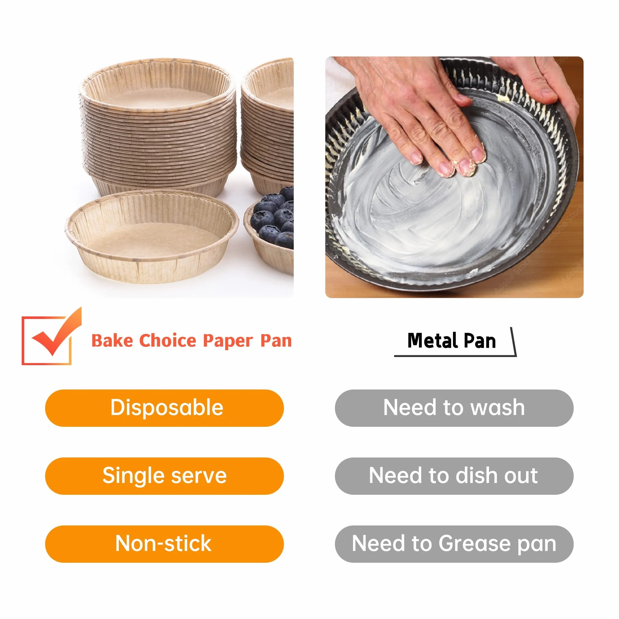 Bake Choice 50 szt. papierowych mini foremek na tartę 10 cm nieprzywierające jednorazowe