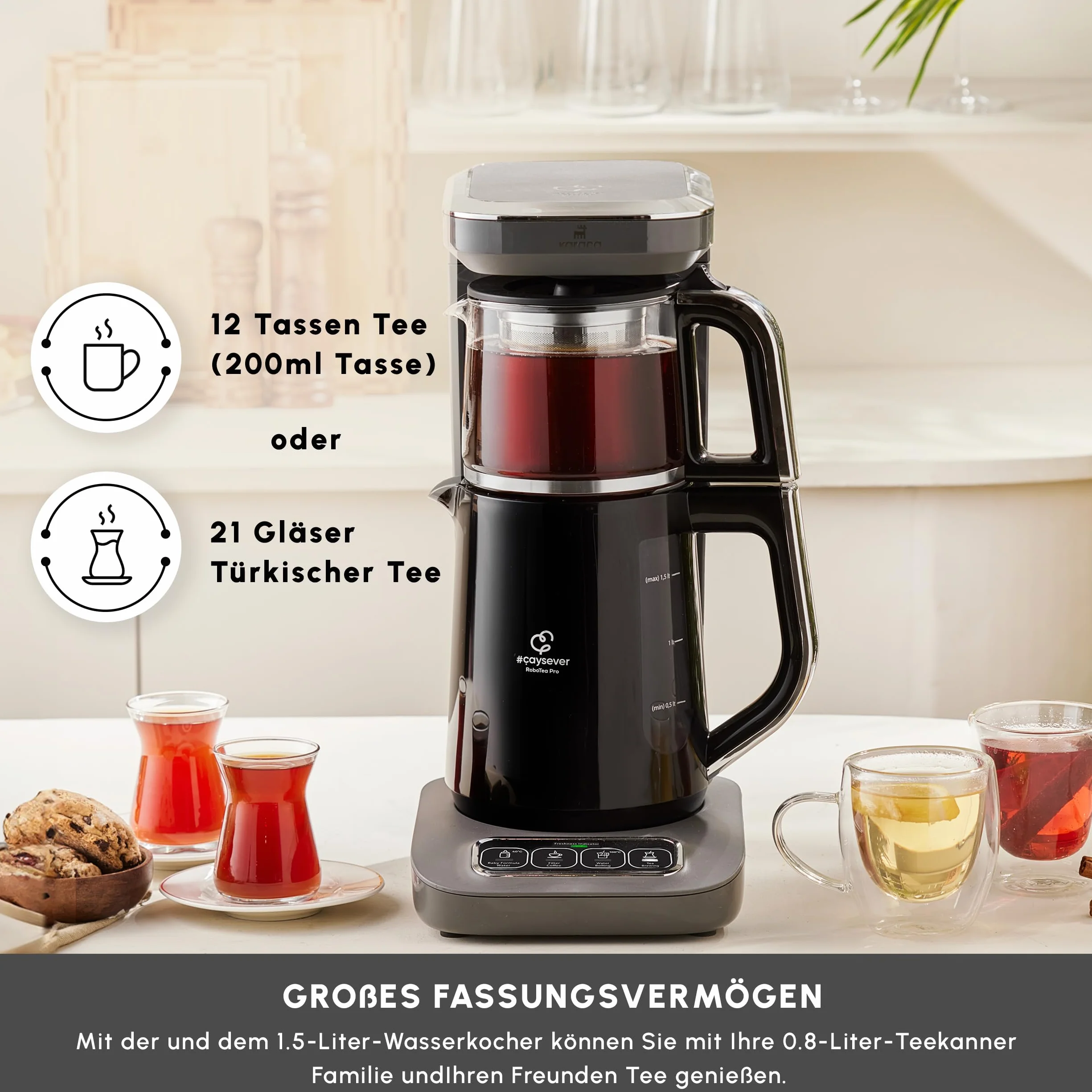 Karaca Çaysever Robotea Pro ekspres do kawy i herbaty 4 w 1 2500 W Space Gray
