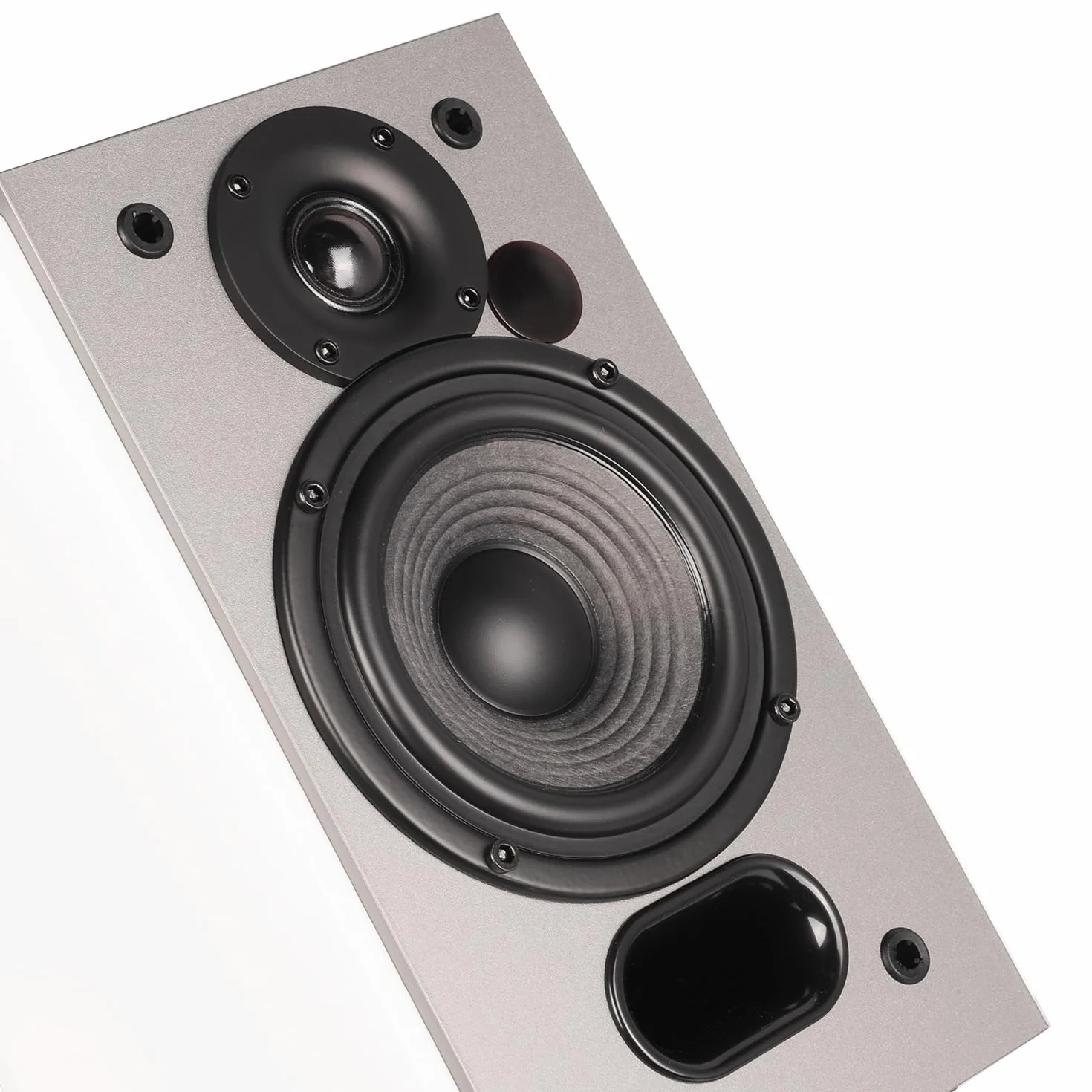 EDIFIER Studio R1380T 2.0 system głośników regałowych (42 W) w obudowie z prawdziwego drewna (MDF). Dwa przyłącza LINE. Pilot zdalnego sterowania na podczerwień i boczne elementy sterujące basami,
