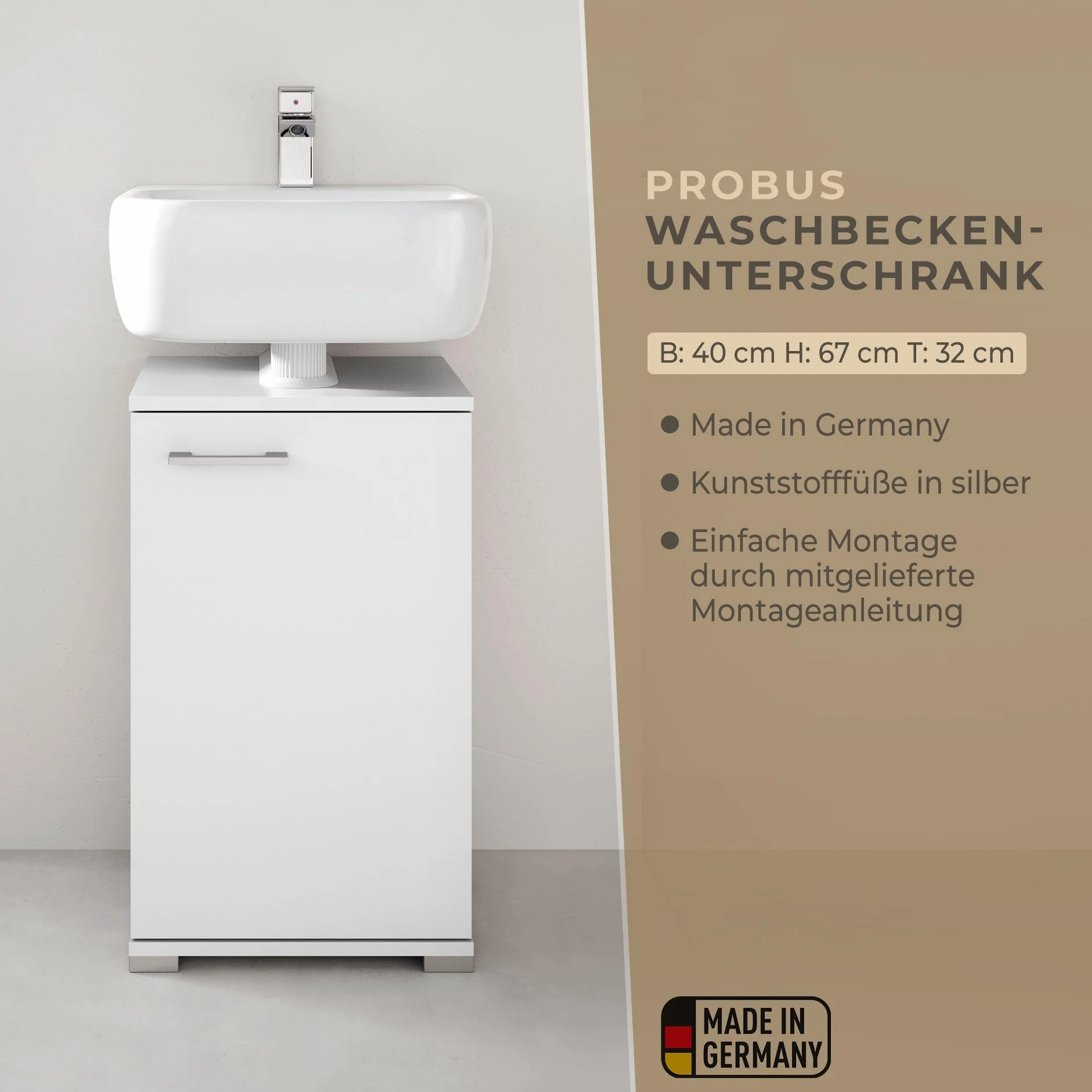 Probus Szafka łazienkowa 40 cm biała pod umywalkę