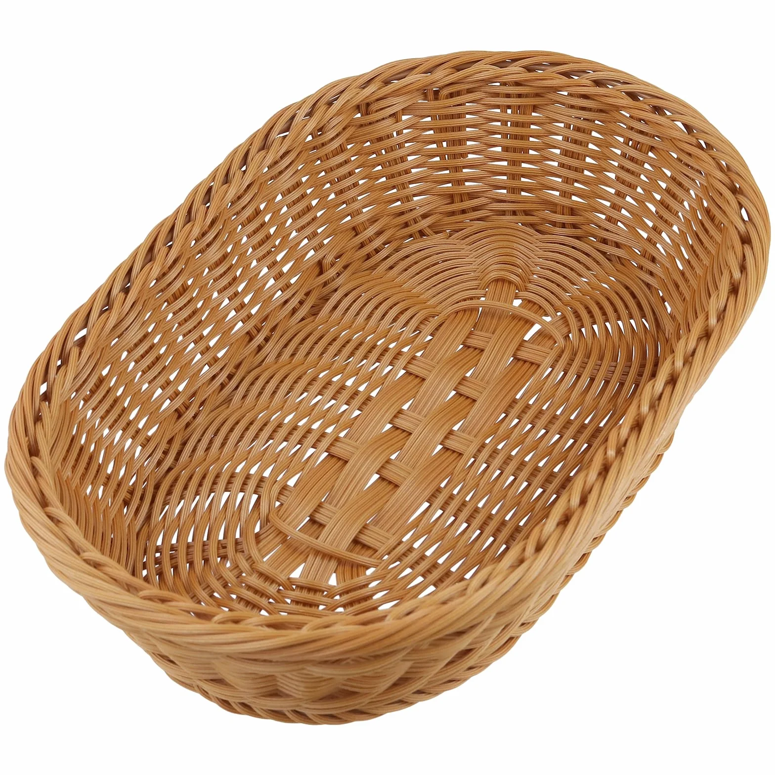 ZOENHOU Owalny koszyk na pieczywo 30 x 20 x 7 cm z tworzywa sztucznego rattan