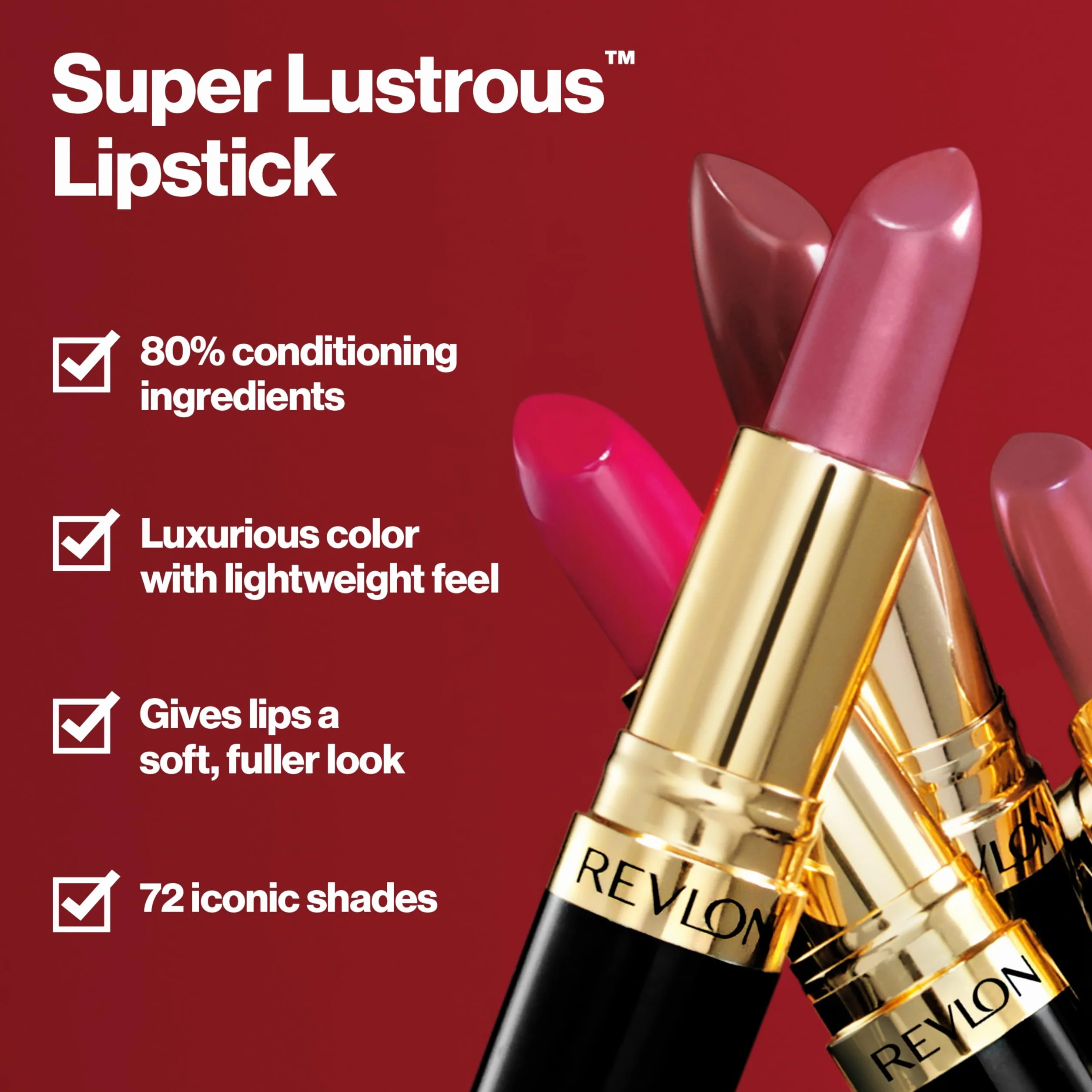 REVLON Super Lustrous Szminka, kremowa formuła do miękkich i pełnych ust, uczucie nawilżenia, 130 Rose Velvet, 4,2 g
