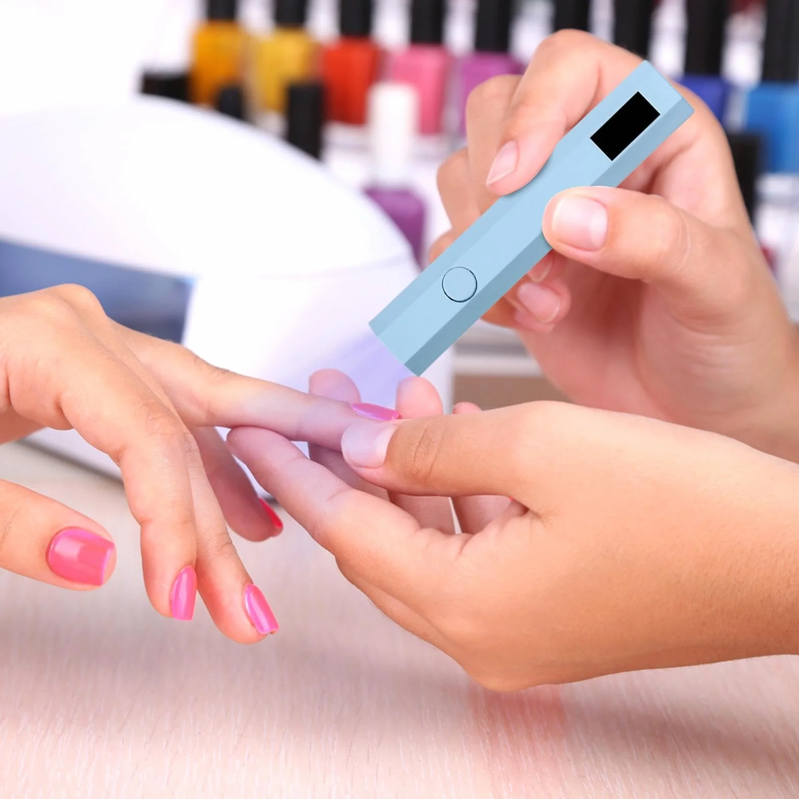 UV Nail Lamp, Small Handheld Gel Polish UV Light, Portable Nail Dryer, 2 Timers, LED Display, Quick Drying, Compact Design, Perfect for Home & Travel Use, 4.06x0.75 inches