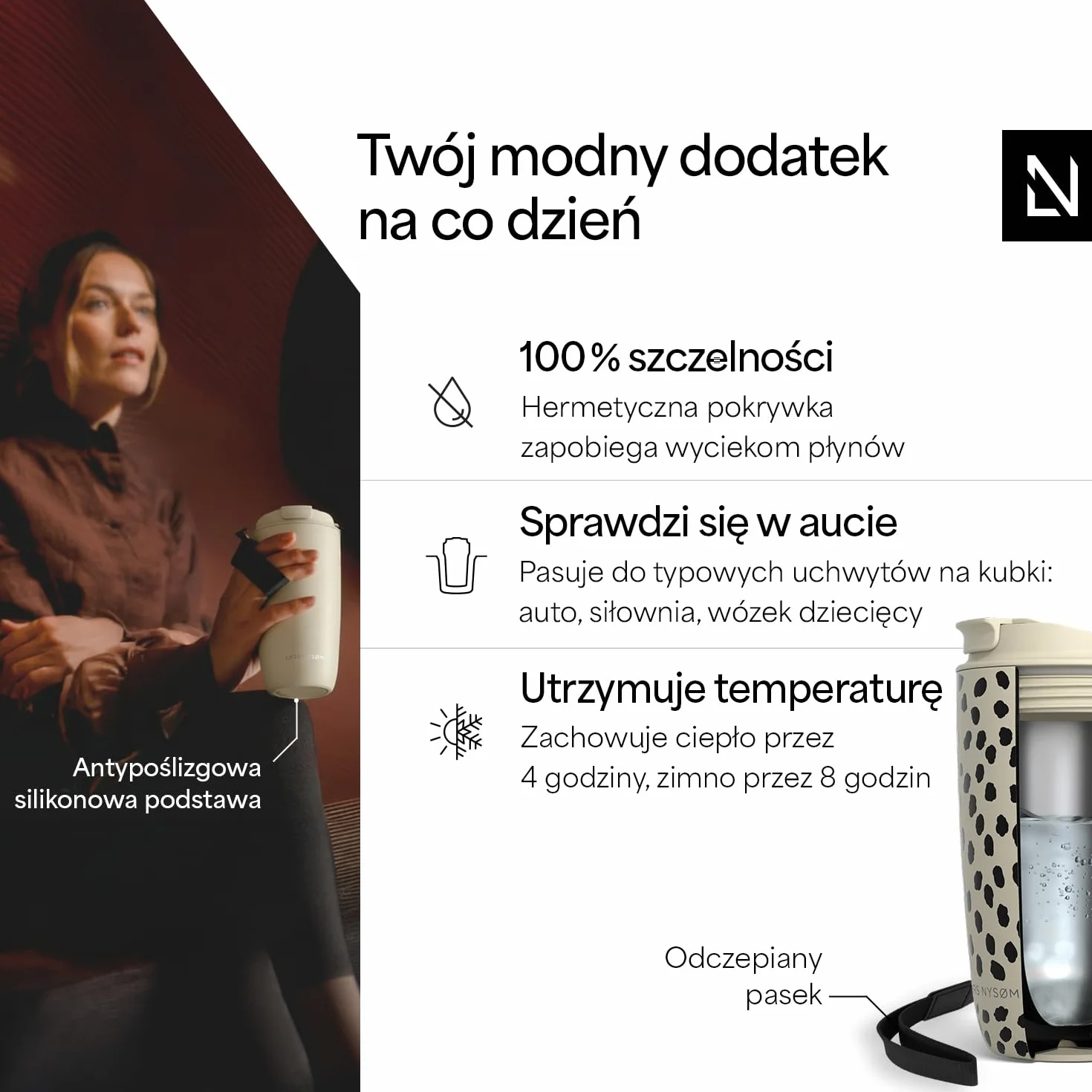 LARS NYSØM Termiczny kubek podróżny 0,5 L z izolacją Tritan