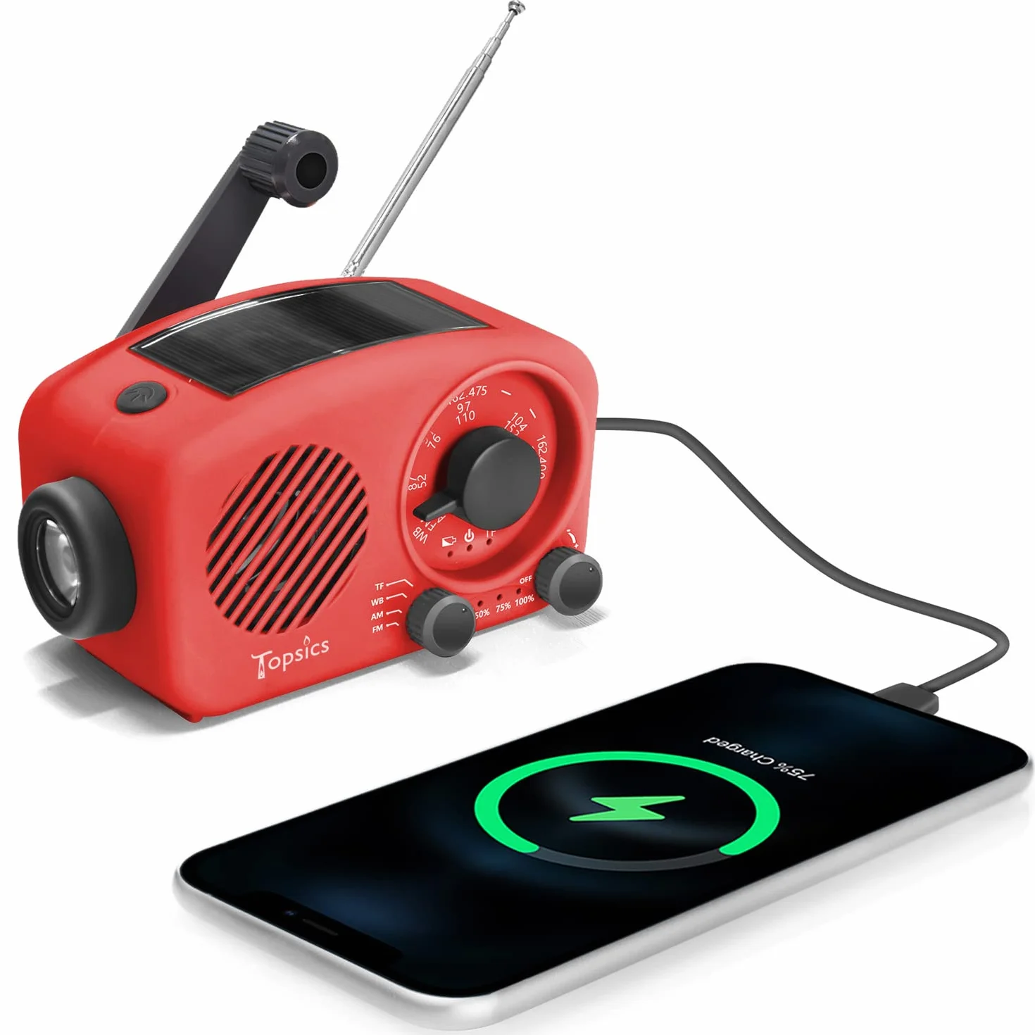 radio zewnętrzne z funkcją Bluetooth, SW/AM/FM z akumulatorem 2000 mAh, małe sytuacje awaryjne, na kemping z latarką, obsługa karty TF / AUX / USB (z kartą TF 1 GB)