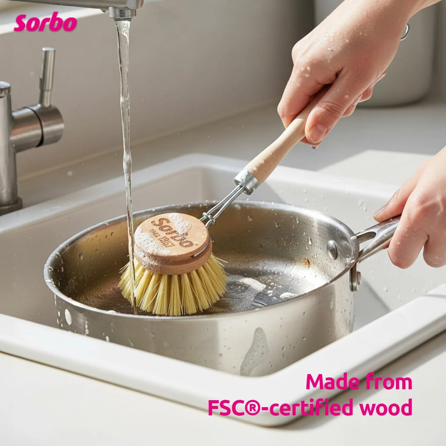 Sorbo Washing Brush Wood 26 cm