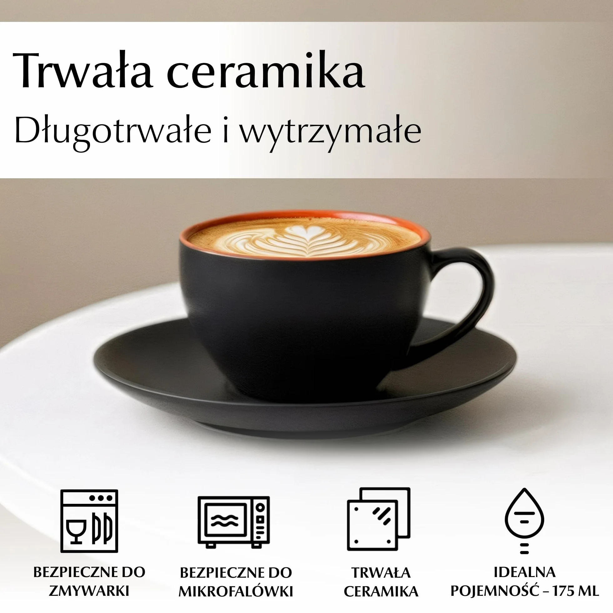 MIAMIO - 6 x 175 ml filiżanek do cappuccino/zestaw filiżanek do cappuccino Na zewnątrz czarne Wewnątrz kolorowe - Kolekcja Le Papillon (Mieszane)