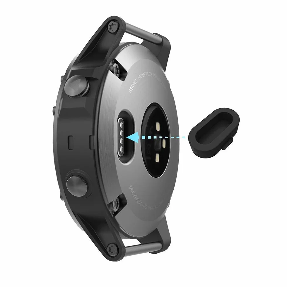 AWINNER Fenix 5/5S/5X/Plus/Forerunner 935 wtyczka przeciwpyłowa, miękki silikonowy ochraniacz portu ładowarki, zatyczki przeciwpyłowe do zegarka Garmin Fenix 5/5S/5X/Forerunner 935 (5-czarny)