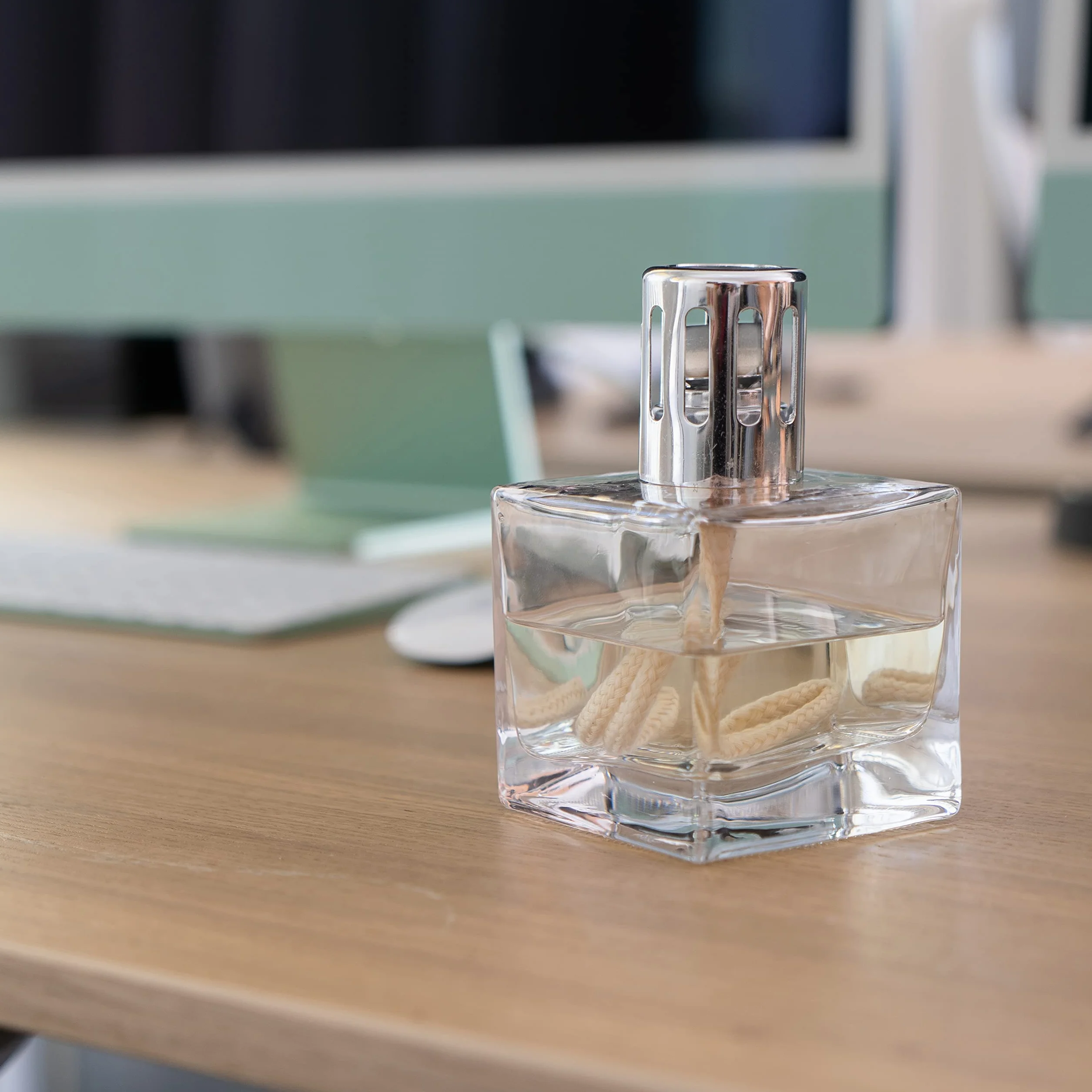 KAZIS® I Lampa Katalyticzna Cube I Palnik Olejkowy I Szkło I XL I Pojemność 150 ml I Przezroczysty Kubik