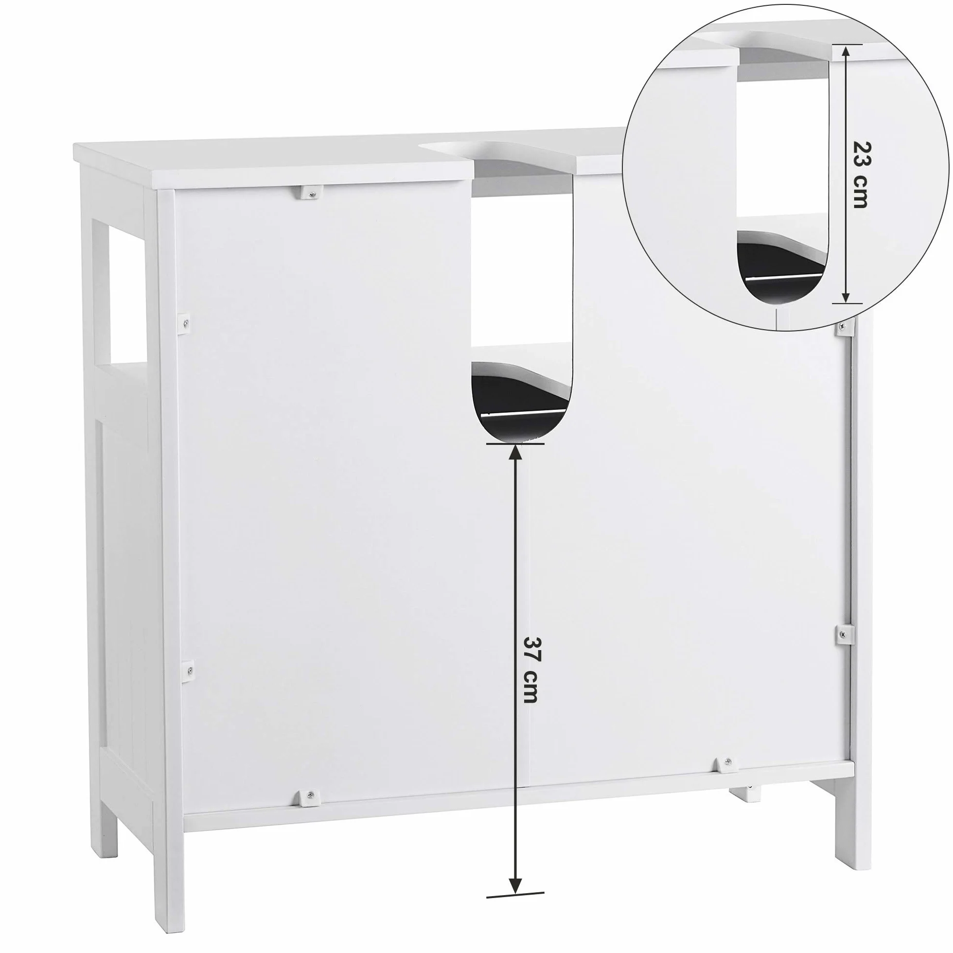 VASAGLE Szafka pod umywalkę 60x60x30 cm biała BBC02WT