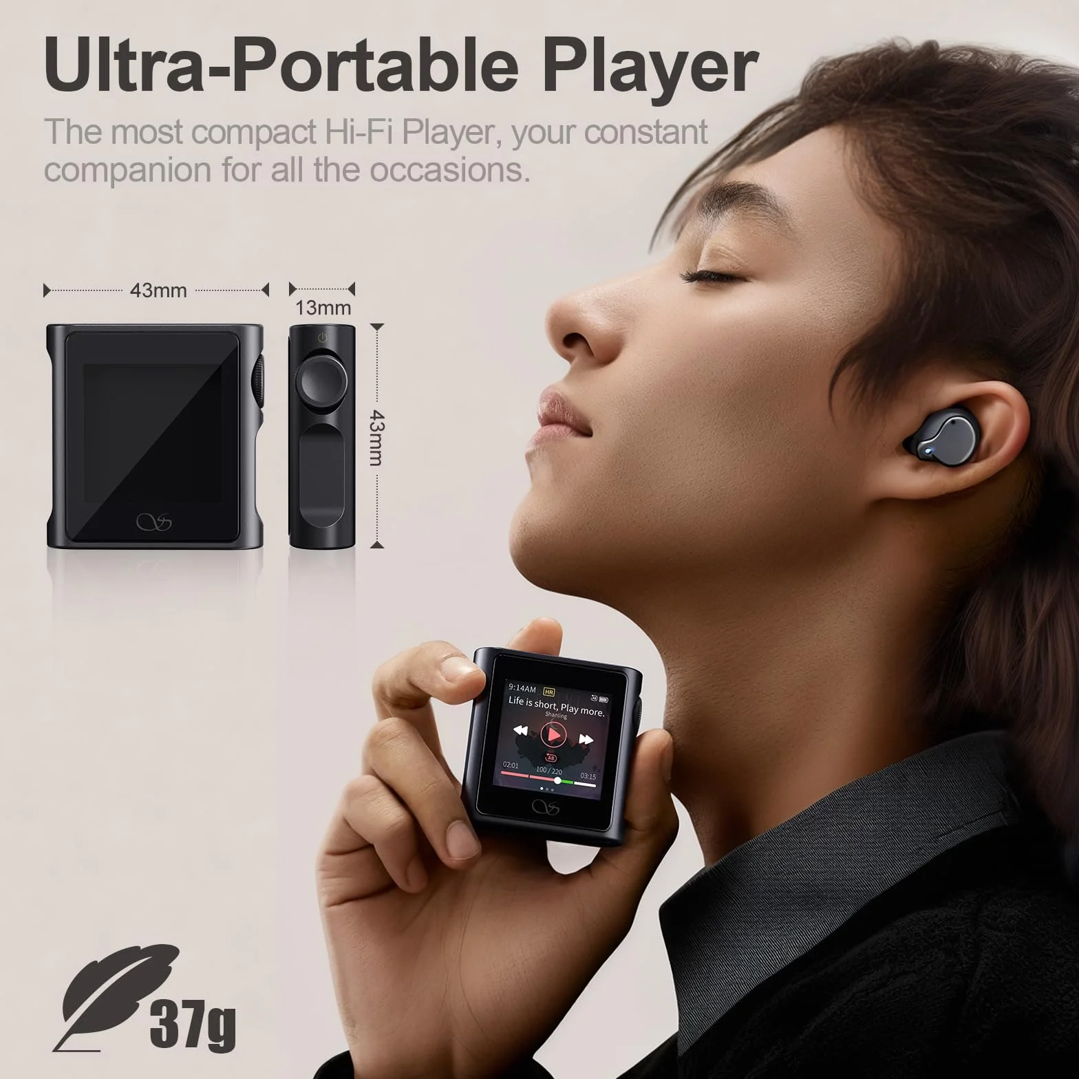 SHANLING M0s 1,7 x 1,7 cala, 2 w 1, odtwarzacz MP3, DAC, Hi-Fi, przenośny, cyfrowy odtwarzacz audio, obsługuje karty SD do 2 TB Bluetooth 5.0 3,5 mm/gniazdo typu C do telefonów komórkowych, tabletów