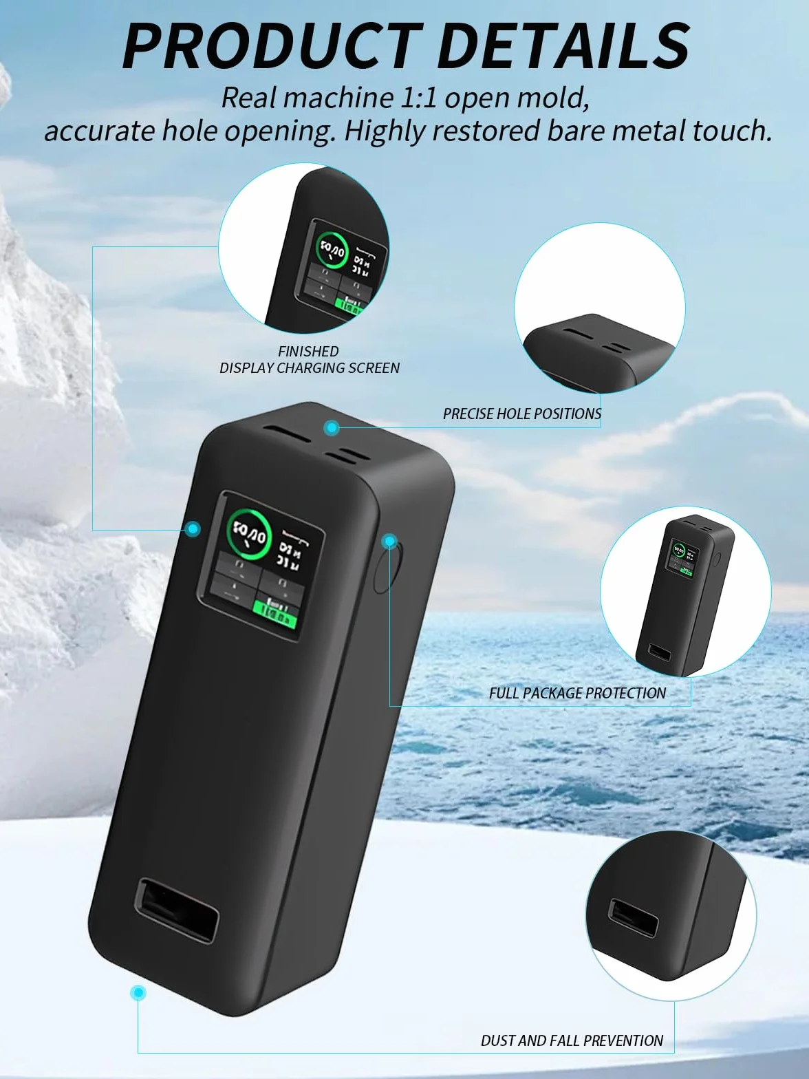 Etui do Anker Prime Power Bank 27650 mAh, 3-portowe, 250 W, silikonowe etui ochronne do powerbanku Anker Prime – wielokrotnego prania, kompleksowa ochrona (czarne)