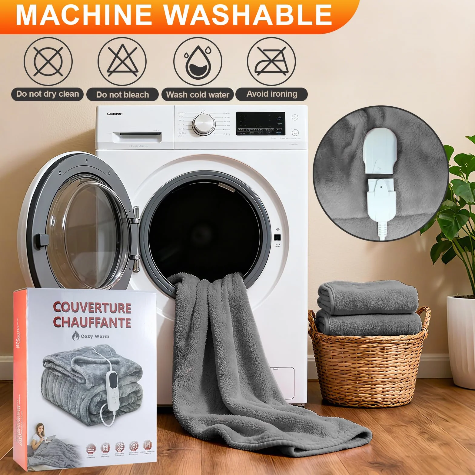 Elektryczny koc grzewczy flanelowy bawełniany Sherpa 130 x 180 dwuwarstwowy, szybkie nagrzewanie 30S przeciw roztoczom i tryb uśpienia, 6 poziomów ogrzewania, timer 1-10 h, zabezpieczenie