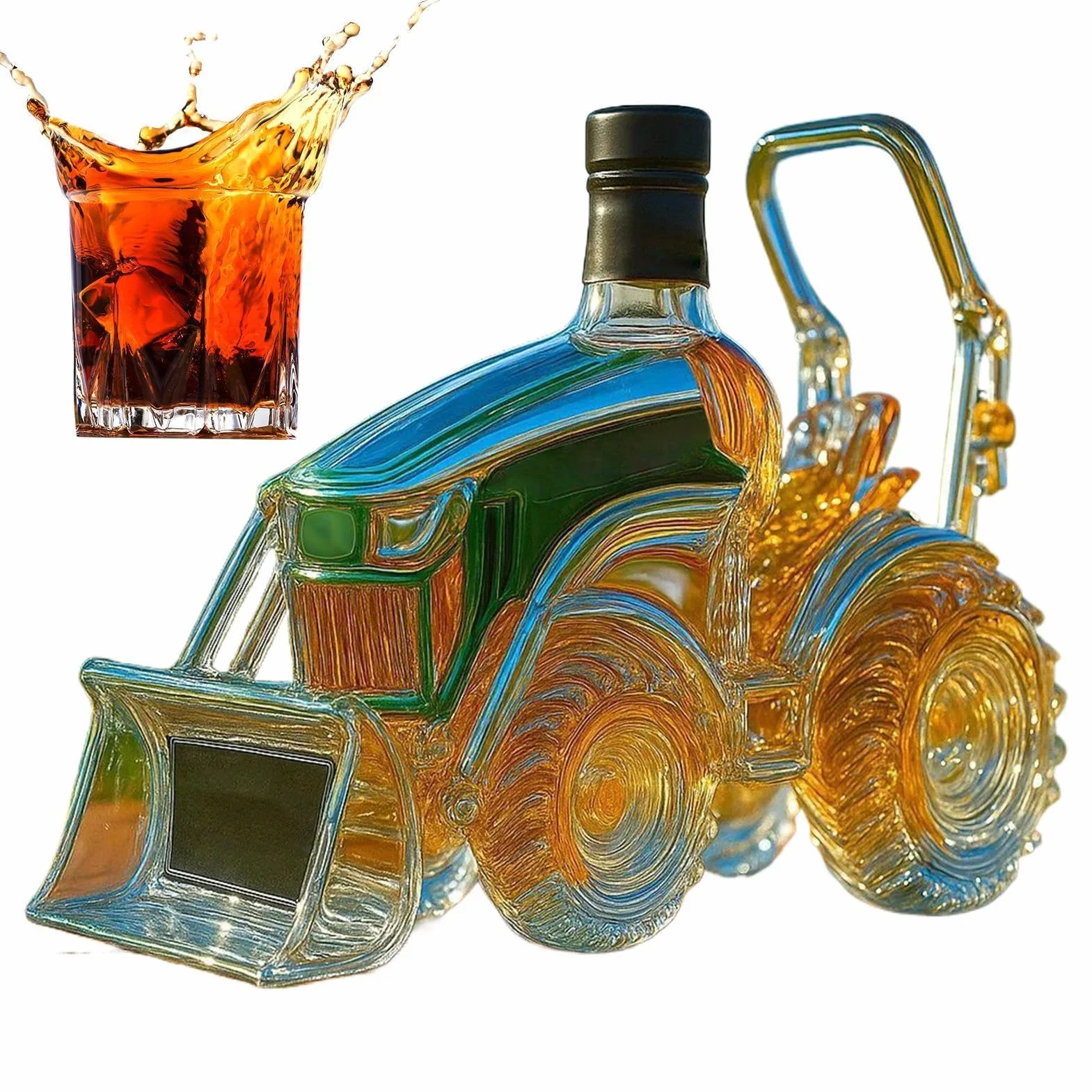 Szklana karafka 3D do traktora, wina, whisky dla miłośników