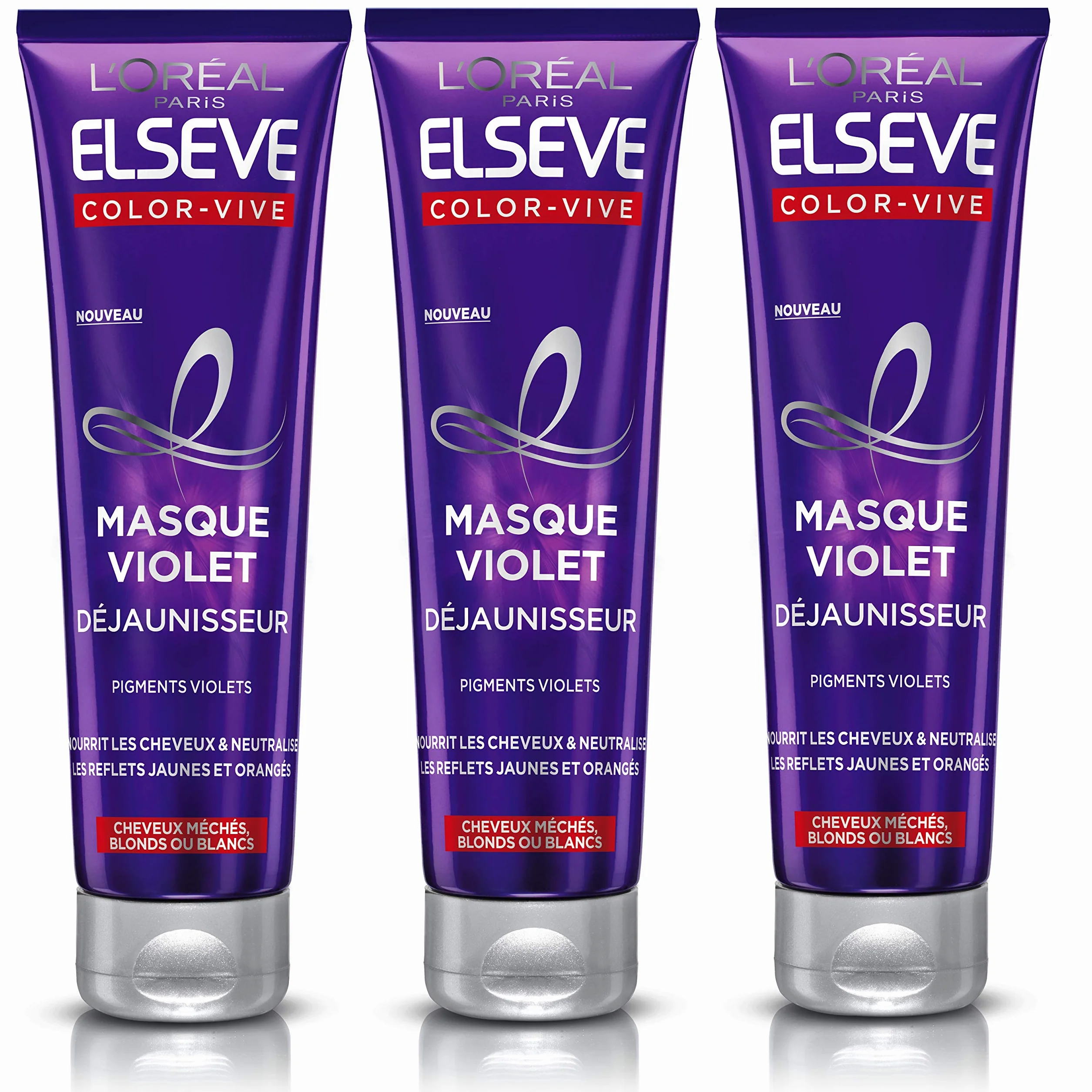 L'Oréal Paris Elsève Color-Vive Fioletowa maska Odżółwacz 150 ml - Zestaw 3 szt