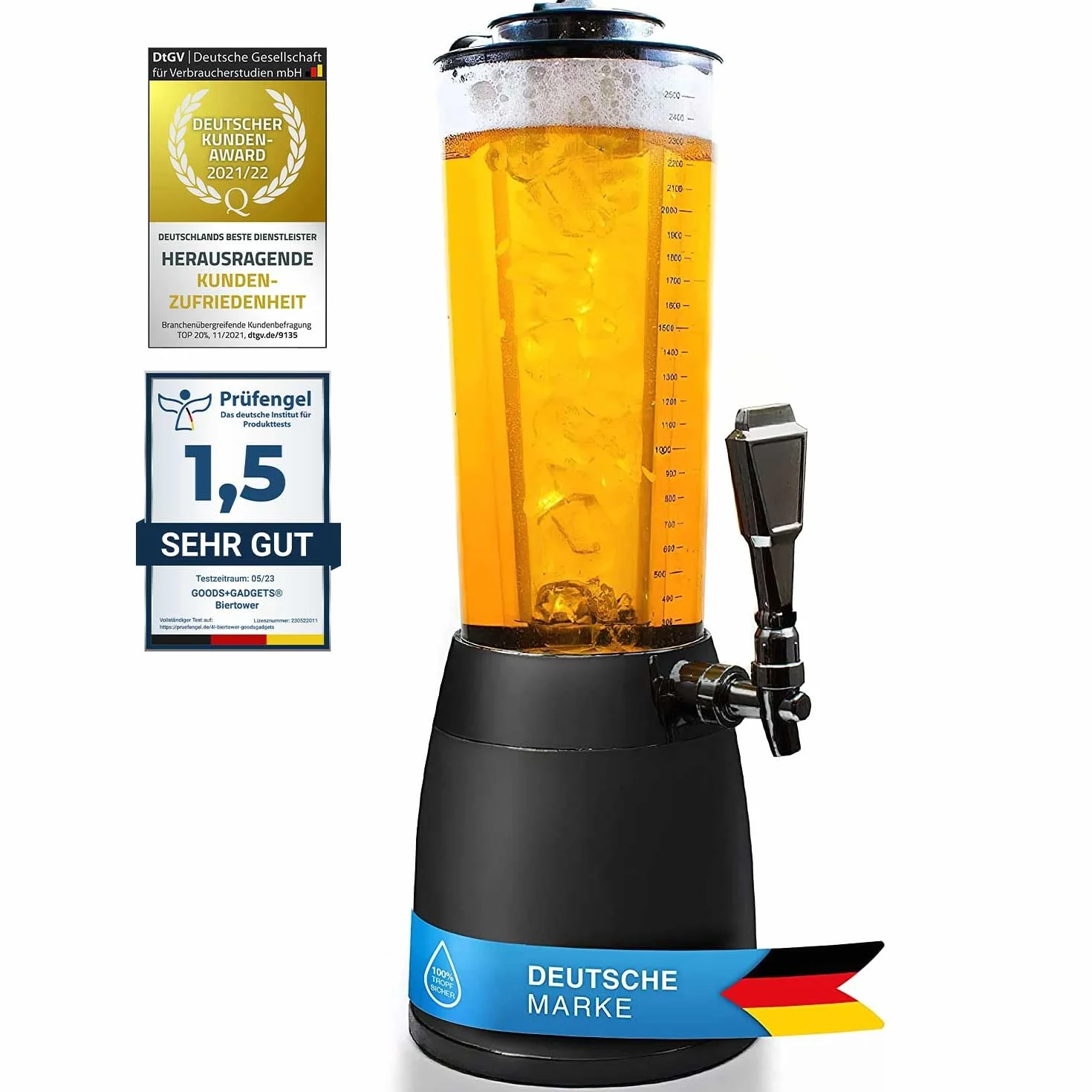 Kolumna do piwa z chłodzeniem 1,3 l czarna