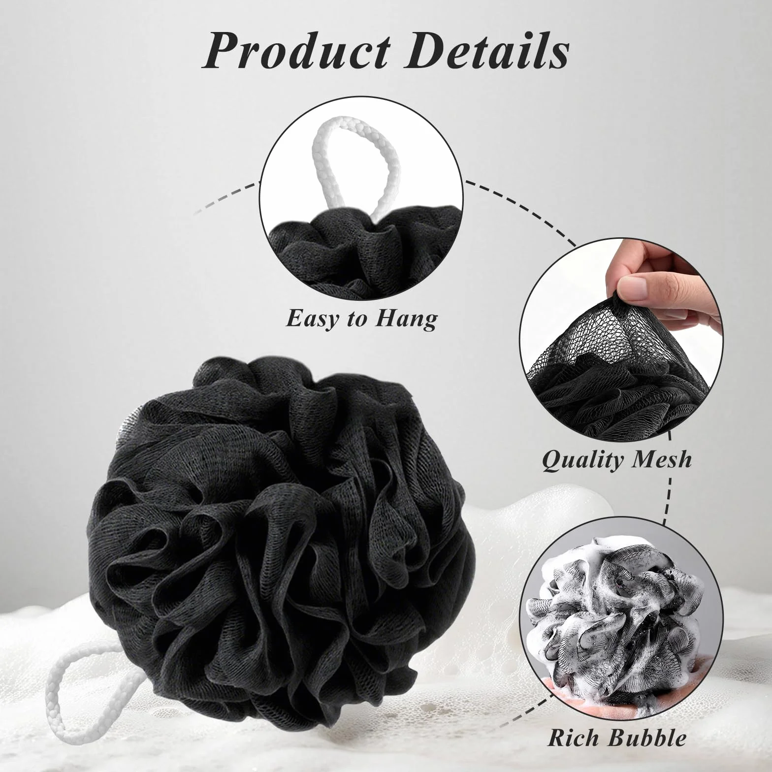 flintronic 4-pak Loofah Shower Puff, 50 g gąbka do kąpieli, miękka pufa prysznicowa, luffa kąpielowa dla mężczyzn i kobiet, do czyszczenia ciała i peelingu