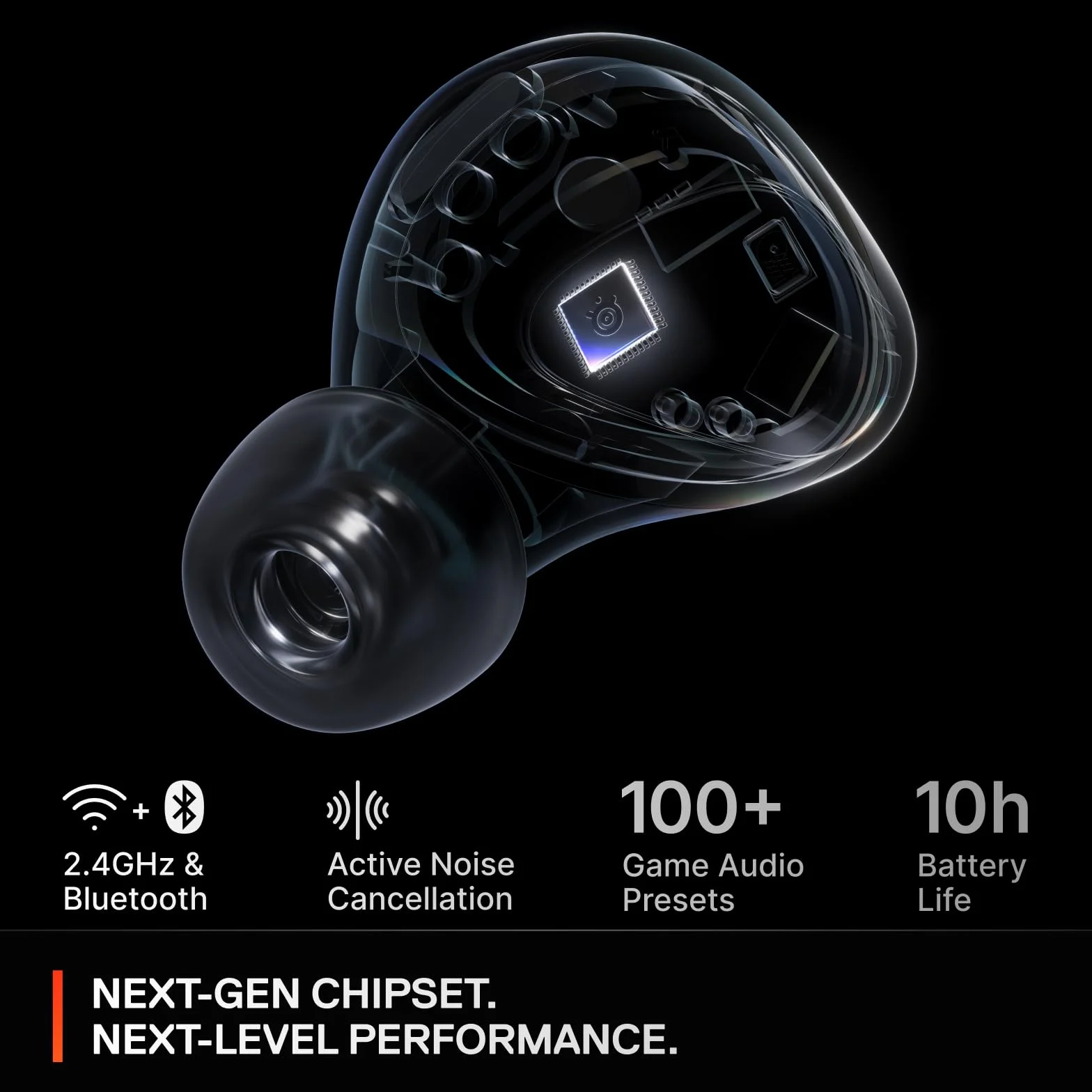 SteelSeries Arctis GameBuds do PlayStation, Bezprzewodowe Słuchawki Douszne do Gier, 2,4 GHz+BT 5.3, ANC/Przezroczystość, Bateria 40 godz., Ładowanie Bezprzewodowe, PS5, PC, Switch, Smartphone