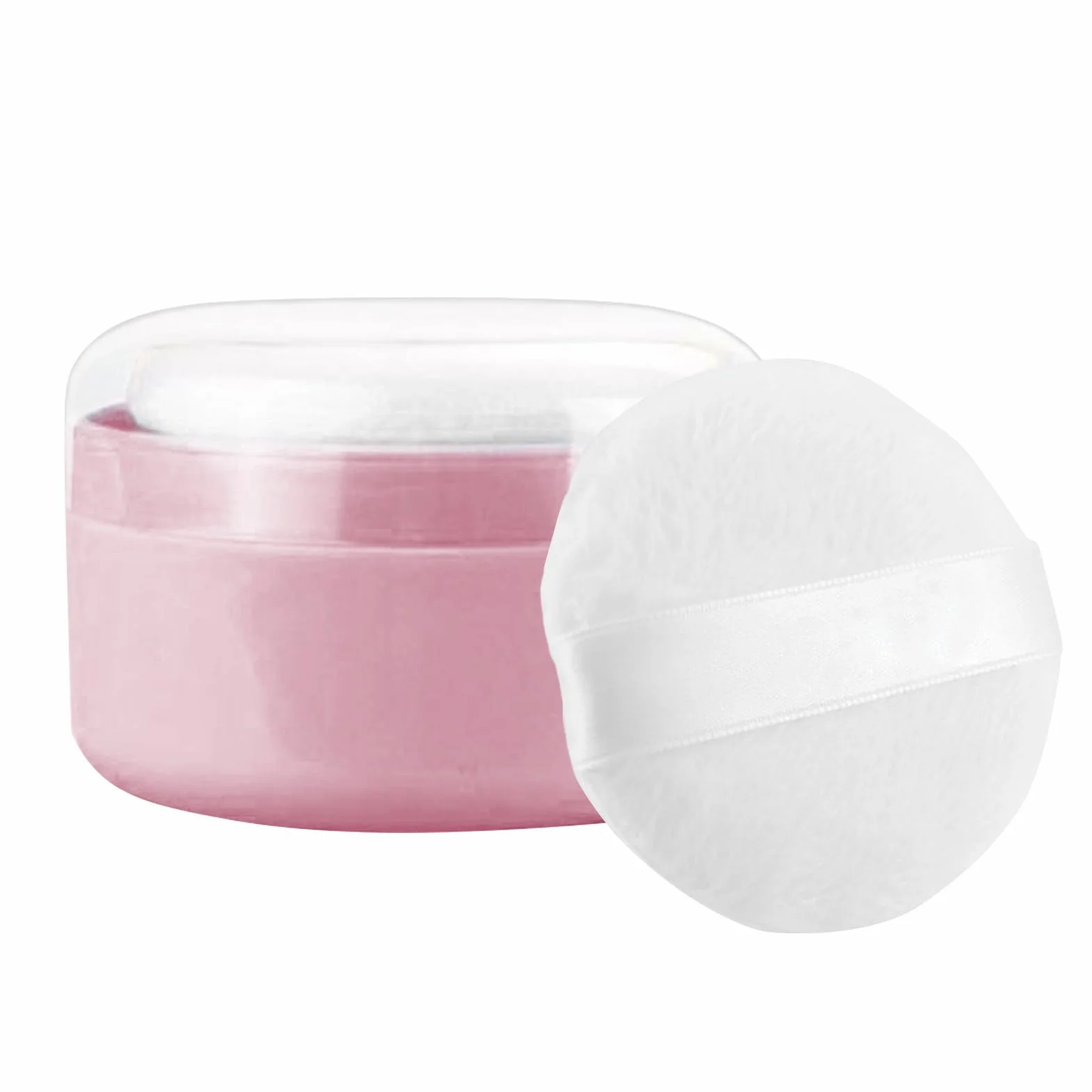 Leak Proof Powder Puff Container, Loose Powder Holder, Dusting Box for Talcum & Cosmetic Use, 3.54x3.54x2.36 Inches