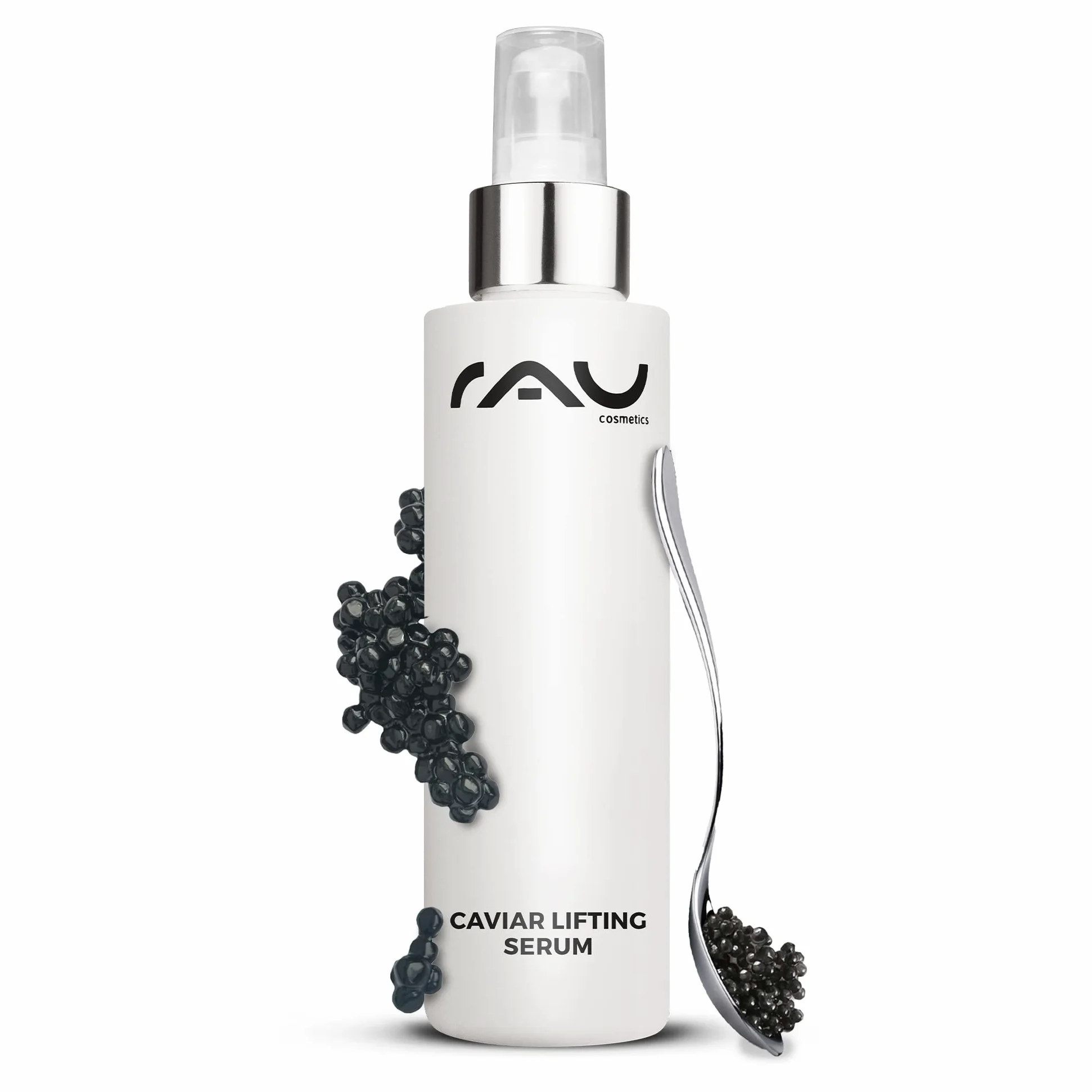 RAU Cosmetics Caviar Lifting Serum 100ml - Anti-Aging Gesichtsserum mit Argireline & Kaviarextrakt - Straffendes Peptid-Serum für Reife Haut - Feuchtigkeitsspendend mit Panthenol - Made in Germany