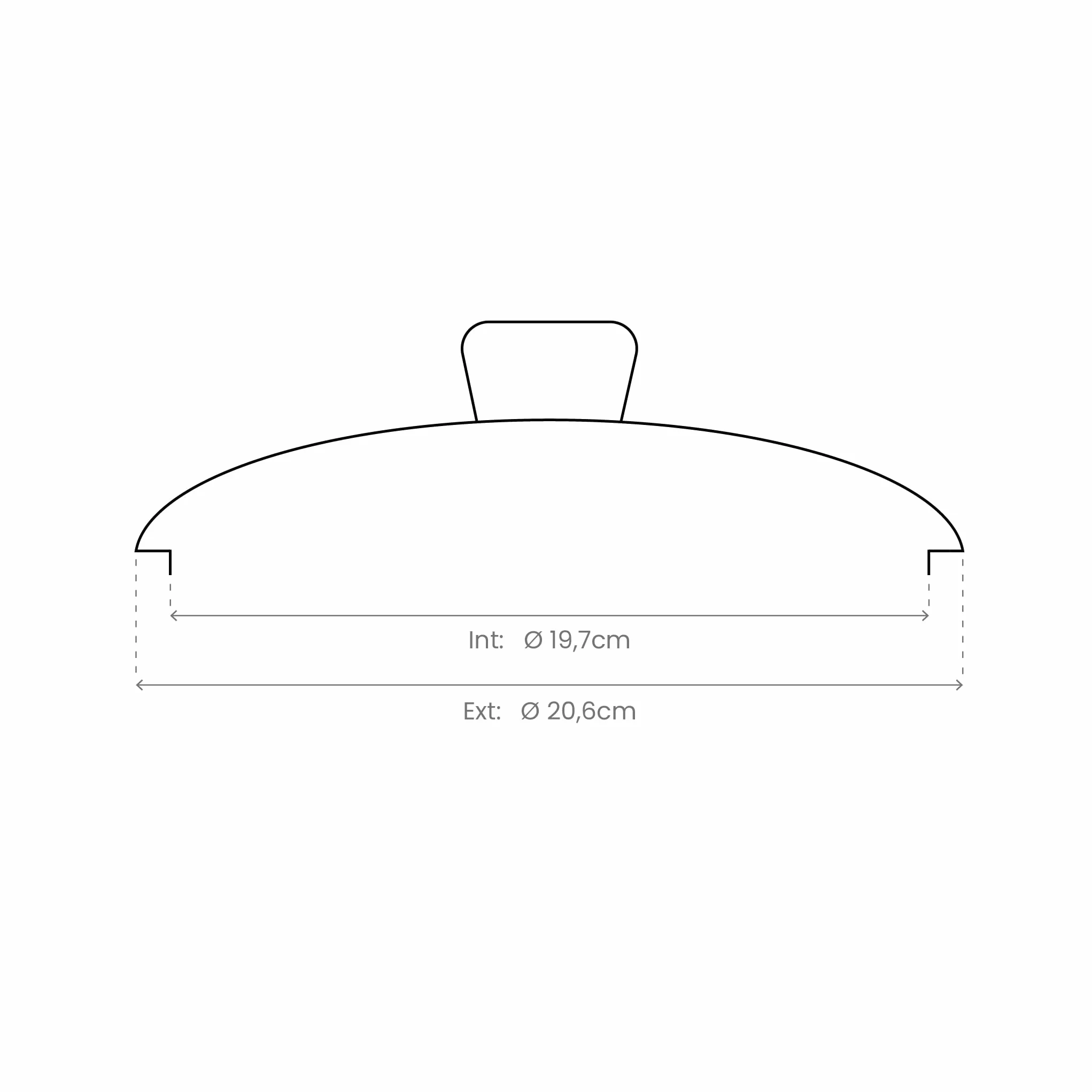 Ibili, 971620, szklana pokrywka z uchwytem ze stali nierdzewnej, 20 cm