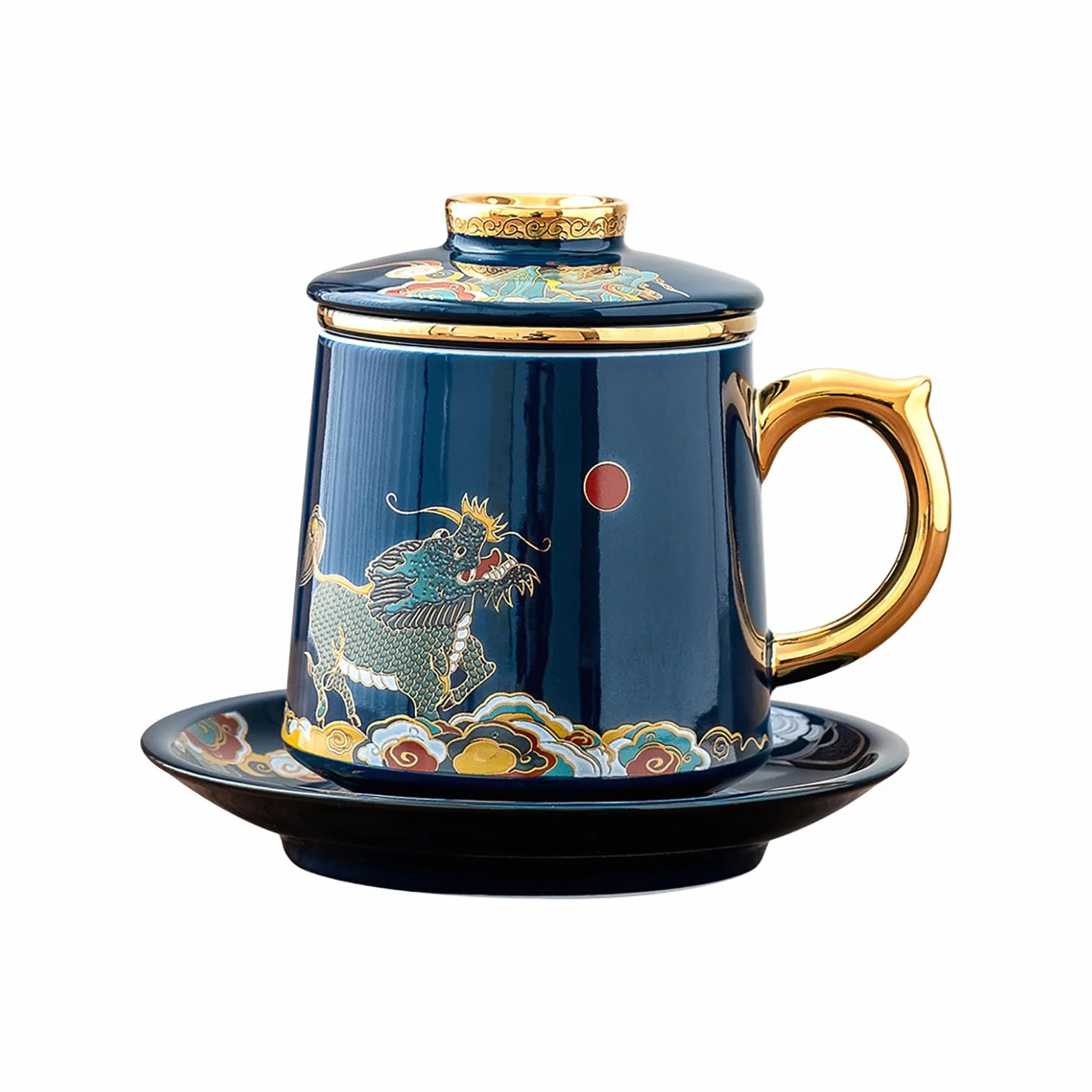 Kubek z zaparzaczem do herbaty, filiżanka do herbaty z zaparzaczem i pokrywką, zaparzacz do herbaty liściastej, do luźnej herbaty, kubek biurowy, ceramiczny kubek z pokrywką, separacja