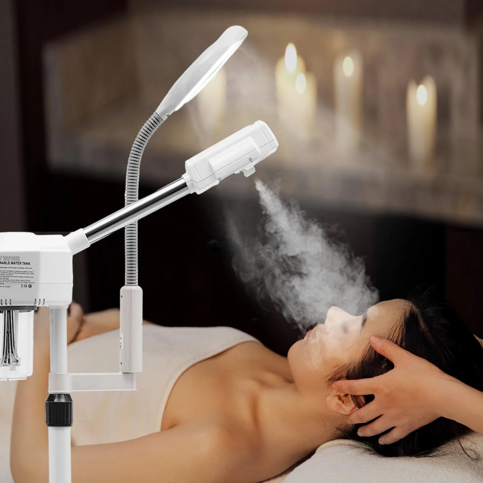 Parownik 2 w 1, lampa z lupą, gorąca lampa z lupą, streamer ozonowy z lampą UV Lanmp i zbiornikiem na wodę, do spa, salonu, piękna, wielofunkcyjna twarz