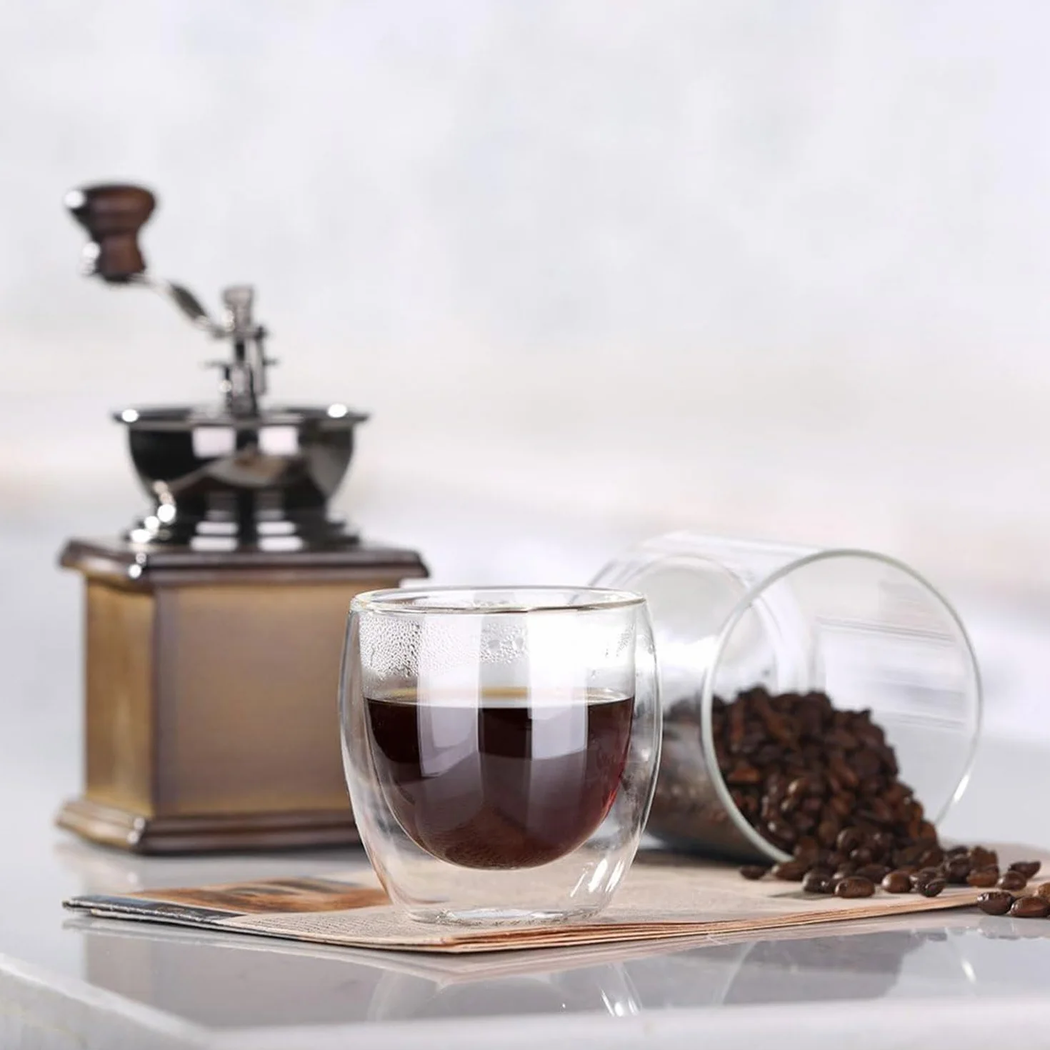 ERBO Zestaw 6 filiżanek do espresso 80 ml podwójne ścianki