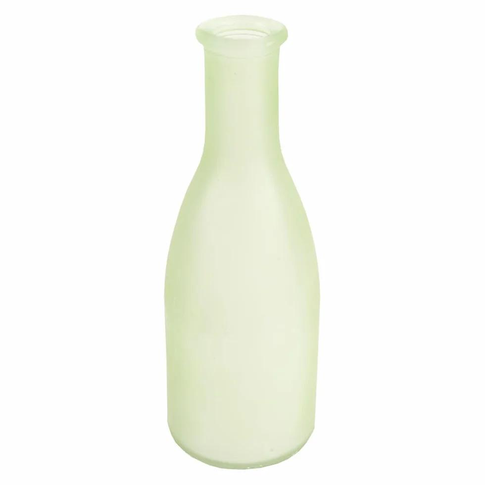 Dekoracyjna butelka wazon na suszone kwiaty trawy vintage shabby chic Ø 6 cm wysokość 18 cm półprzezroczysta zieleń