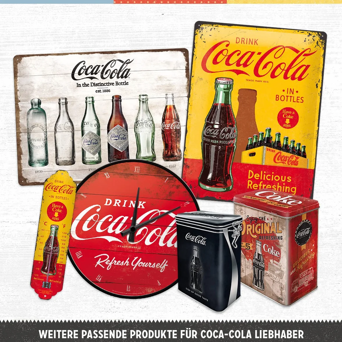 Nostalgic-Art Retro skarbonka, 1 l, Coca-Cola – Sign Of Good Taste – Pomysł na prezent dla miłośników Coca-Coli, Official License Product (OLP), metalowa skarbonka, Styl vintage