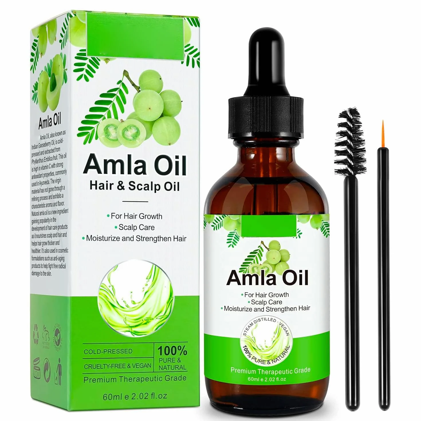Amla olejek do włosów 60 ml, tłoczony na zimno, zapobiega wypadaniu włosów, stymuluje wzrost