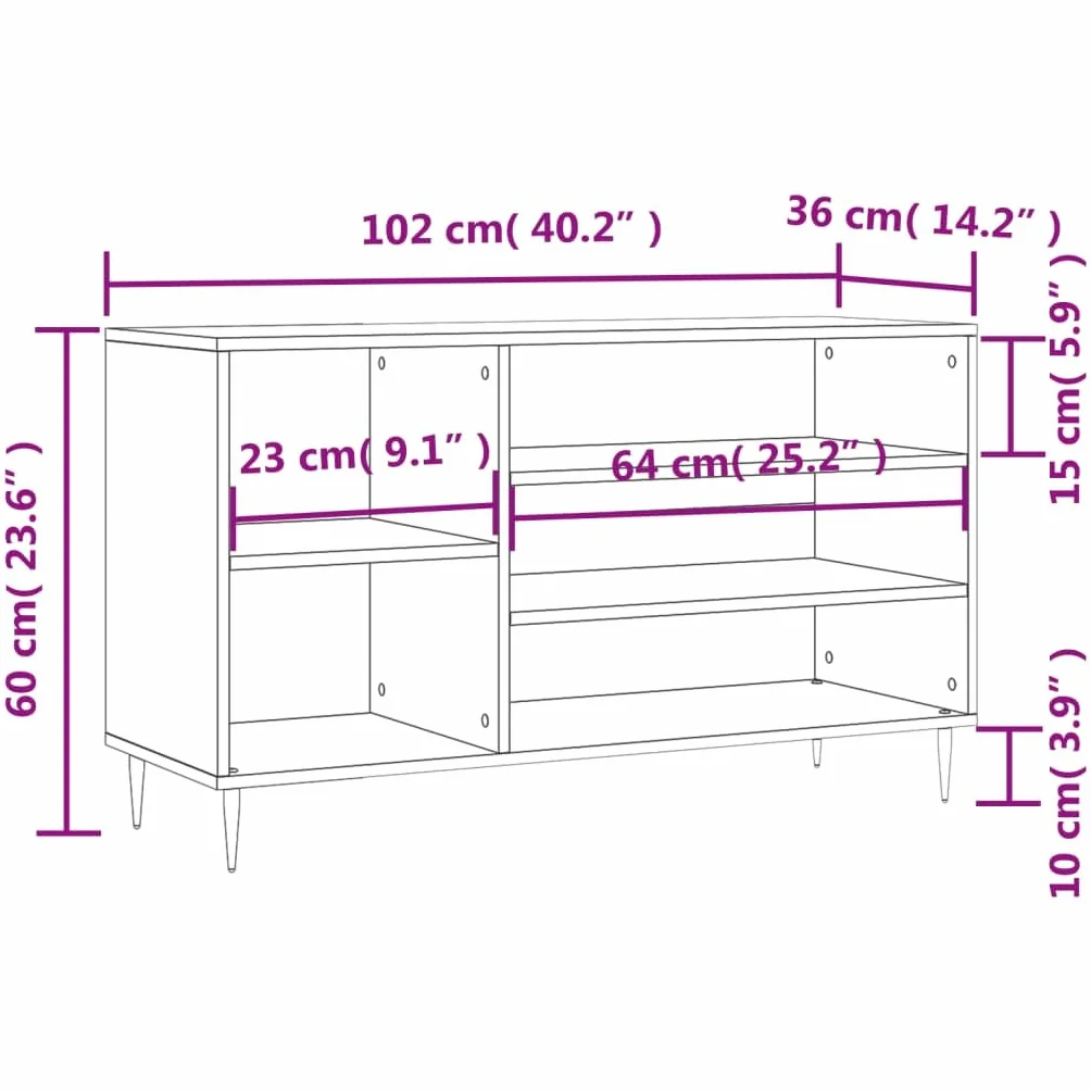 vidaXL Szafka na buty, szarość betonu, 102x36x60 cm, stojak na buty, szafka na buty, regał na buty, stojaki na buty, szafki na buty, regały na buty