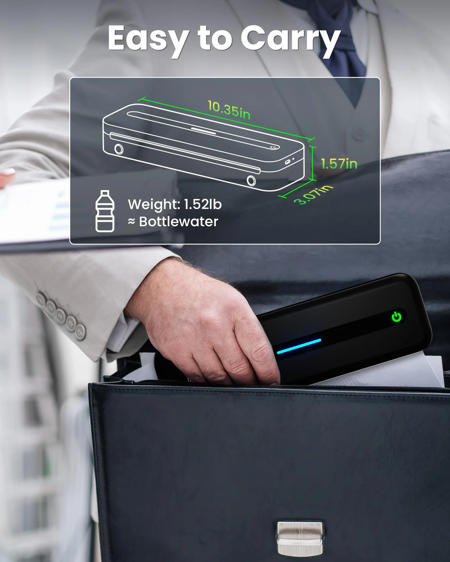 Itari Przenośna drukarka termiczna Bluetooth, format A4, przenośna, ulepszona drukarka 300 DPI, mała drukarka do telefonu komórkowego, przenośna drukarka do podróży, obsługuje wiele rozmiarów, papier