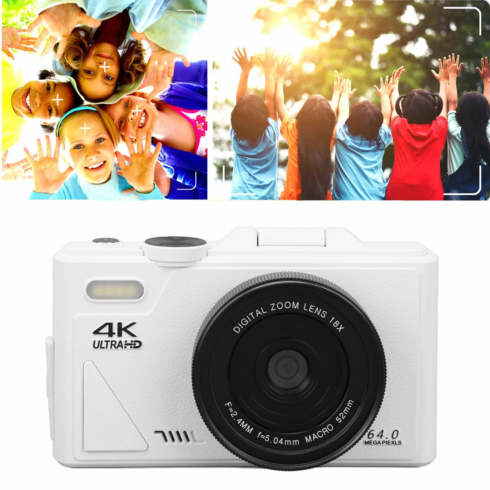 Aparat Cyfrowy 4K, Cyfrowy Aparat Typu „point and shoot” o Rozdzielczości 64 MP FHD, 3-calowy Ekran, 18-krotny Zoom, Autofokus Przenośny Kompaktowy Aparat Kieszonkowy Cyfrowy