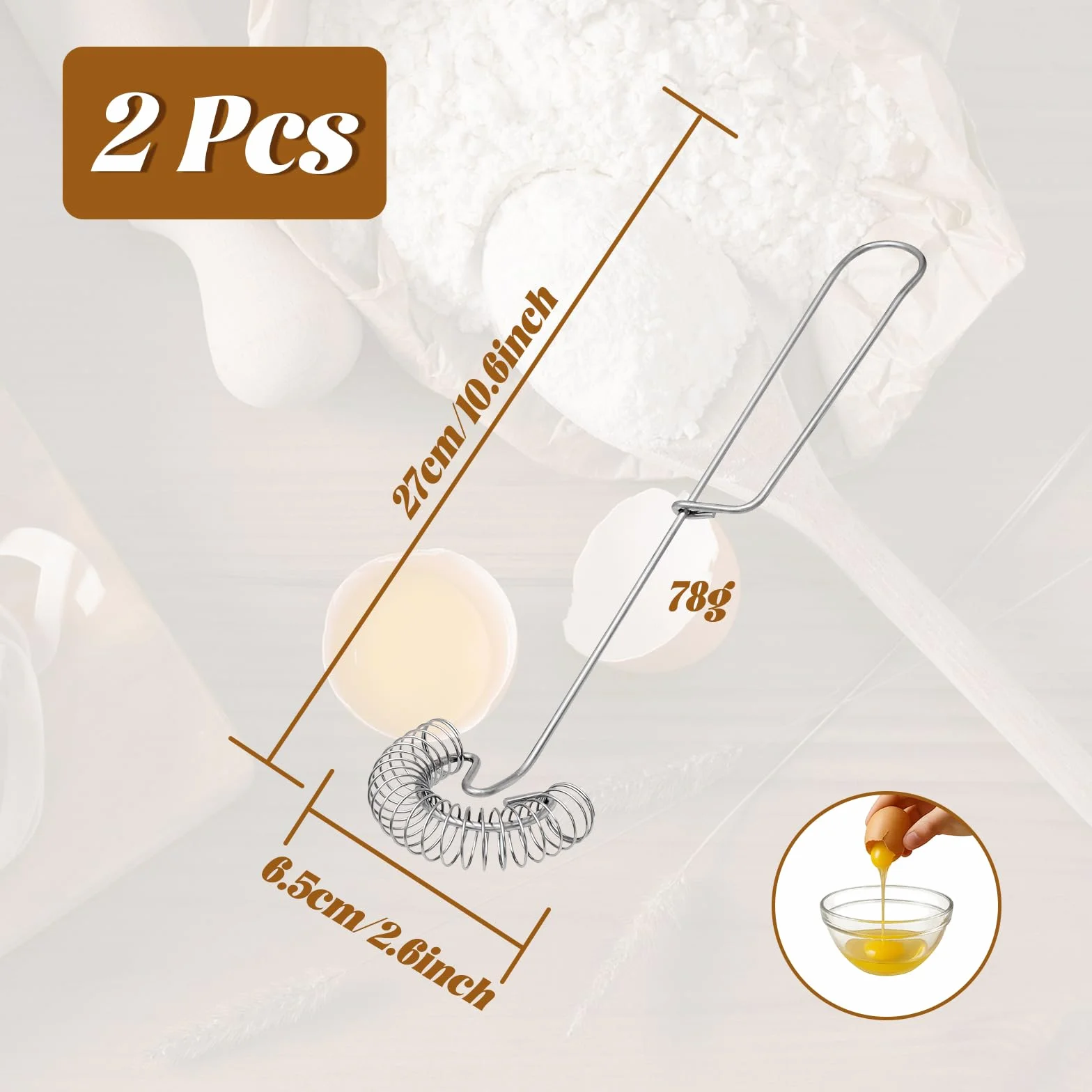 Spiralbesen Schneebesen 2 sztuki ze stali nierdzewnej – trzepaczka mini z płaską spiralą, mini trzepaczka do jajek, mleka i śmietany – odporna na mycie w zmywarce trzepaczka do pieczenia i