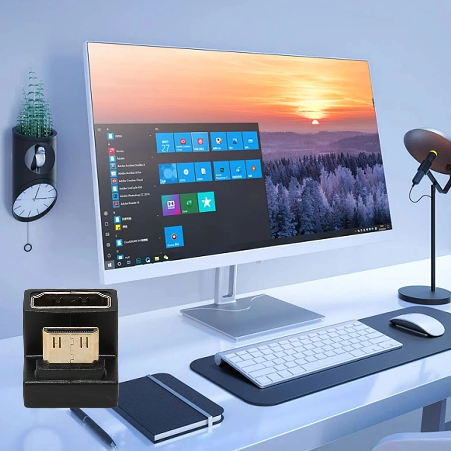 Mini HDMI do HDMI Adapter w Kształcie Litery U, 180 Stopni Męski na Żeński 8K 60Hz 48 Gb/s Konwerter na PC Projektor Telewizyjny
