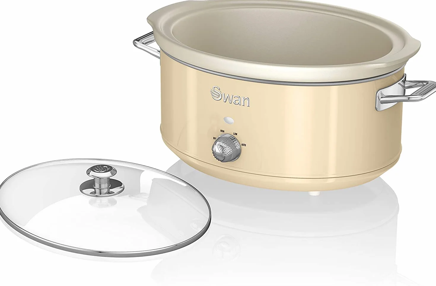 Swan Retro SF17031CNEU Wolna kuchenka 6.5L Nieprzywierająca ceramika 3 poziomy temperatury Kremowy 320W