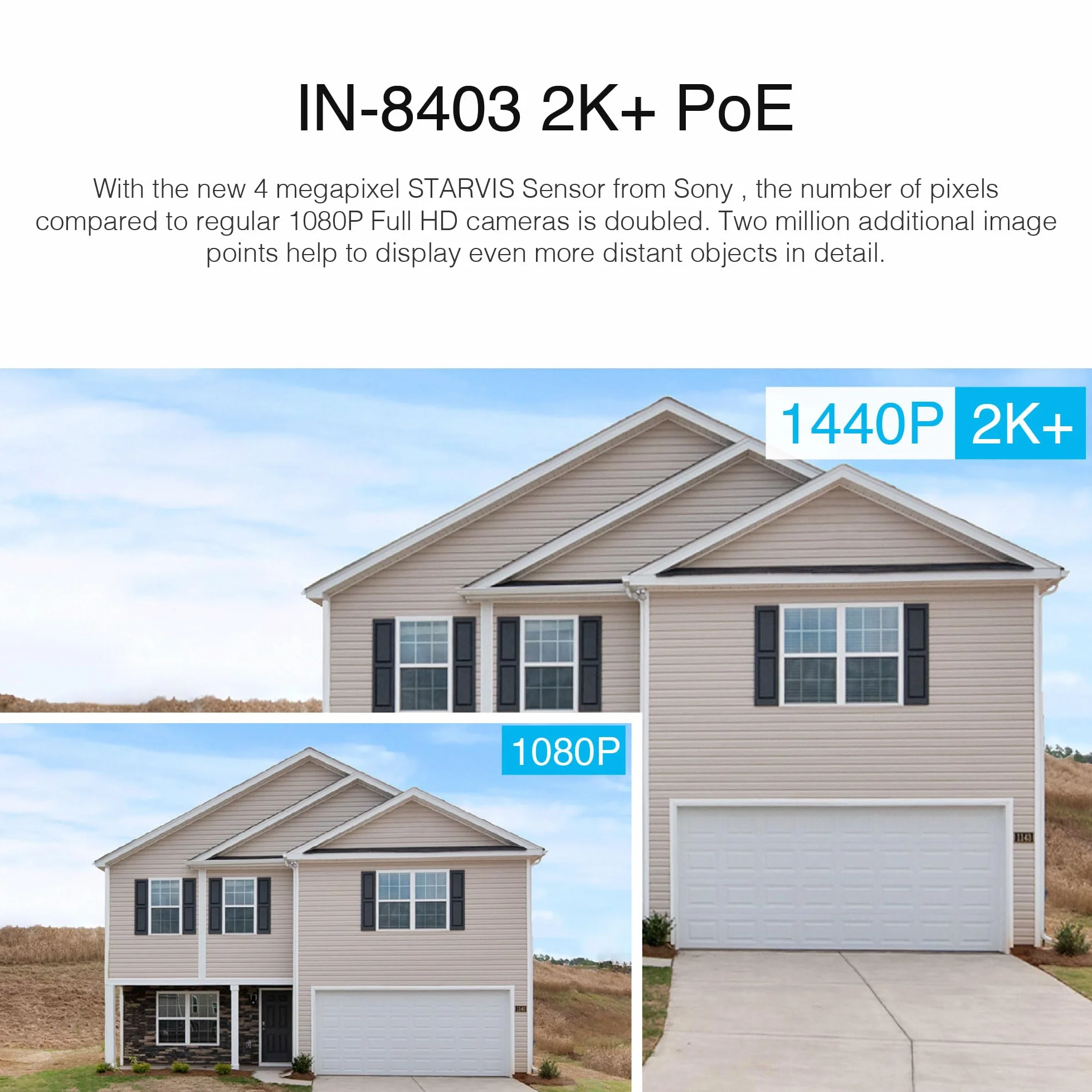 INSTAR IN-8403 2K + PoE biała - LAN/PoE kamera monitorująca z AI (AI), kamera IP, Power Over Ethernet, PIR, widoczność w nocy, do użytku wewnątrz i na zewnątrz, HomeKit - MQTT