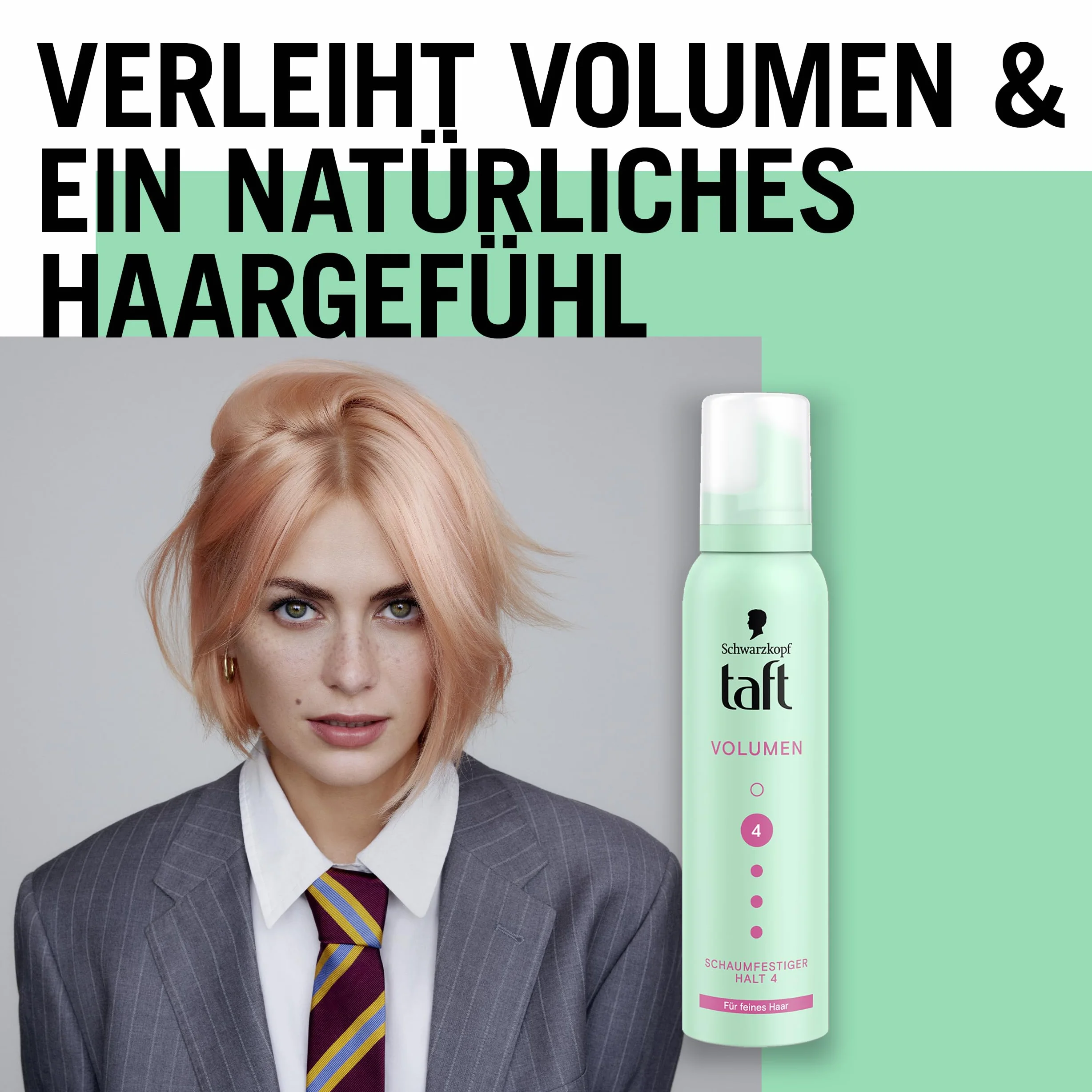 Schwarzkopf Taft Foam Volume (150 ml), stopień trwałości 4, pianka do włosów cienkich, pianka do włosów o dużej objętości, zapobiega uszkodzeniom suszarki bez klejenia, wegańska formuła