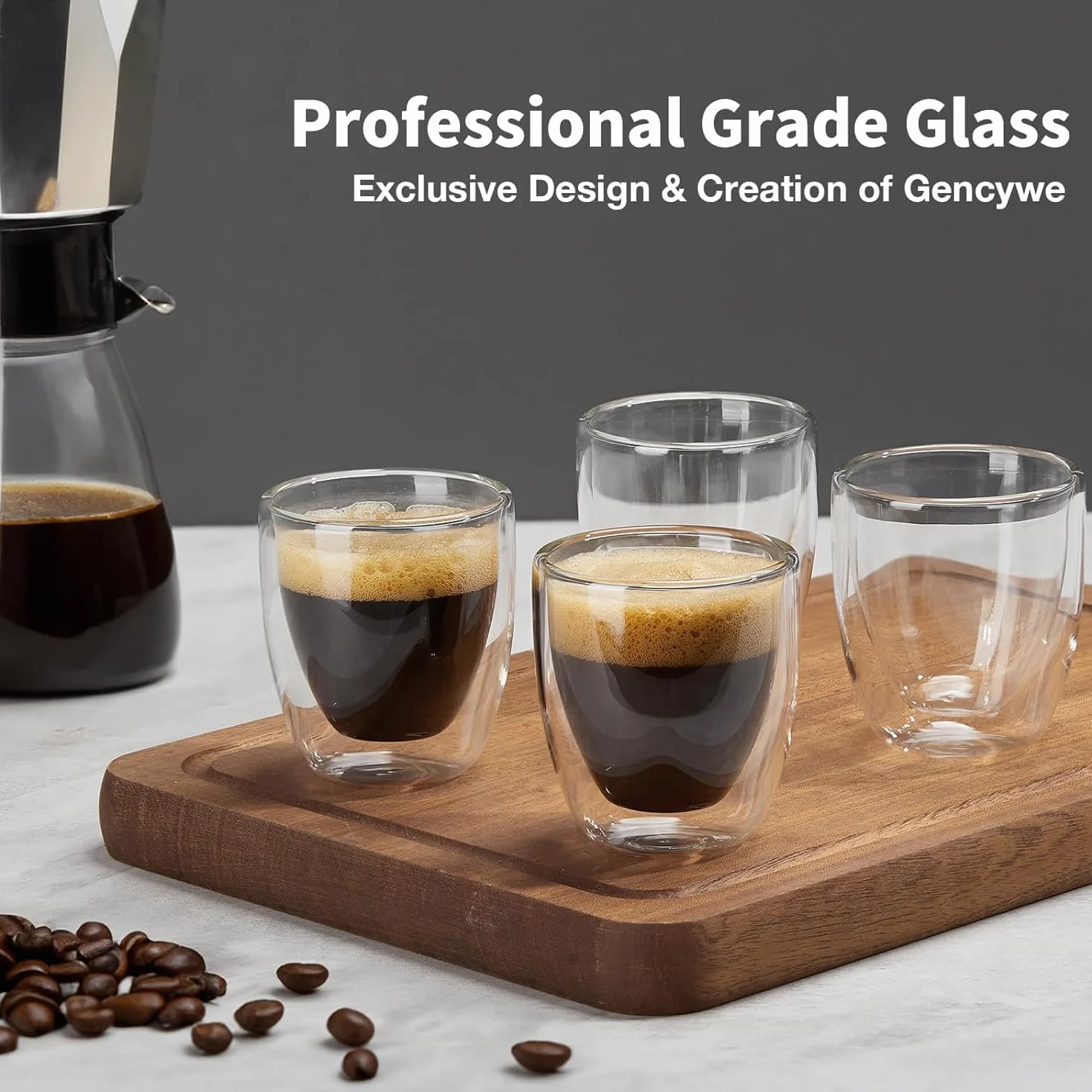 ERBO Zestaw 6 filiżanek do espresso 80 ml podwójne ścianki