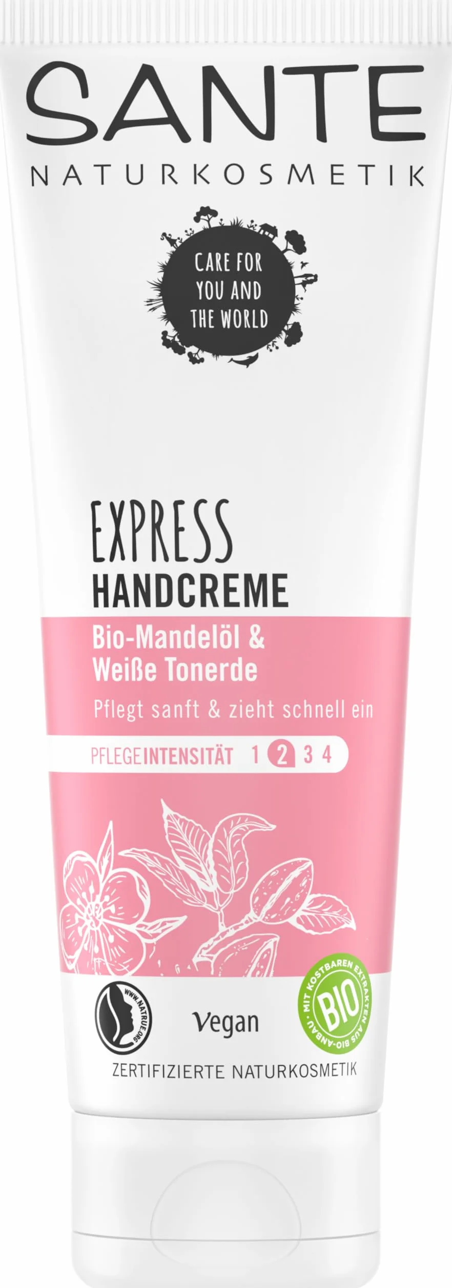 SANTE Naturkosmetik Express krem do rąk z gliną, espresso bez tłustej folii, z olejkiem migdałowym, wegański, 75 ml