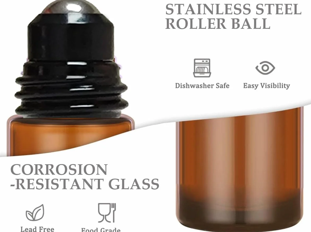 Roll on Glass 2ml, 50 sztuk Buteleczki szklane Rollon na olejki eteryczne, mała pusta butelka Rollon na olejki mieszanki aromaterapeutyczne perfumy olejek zapachowy olejek do ust