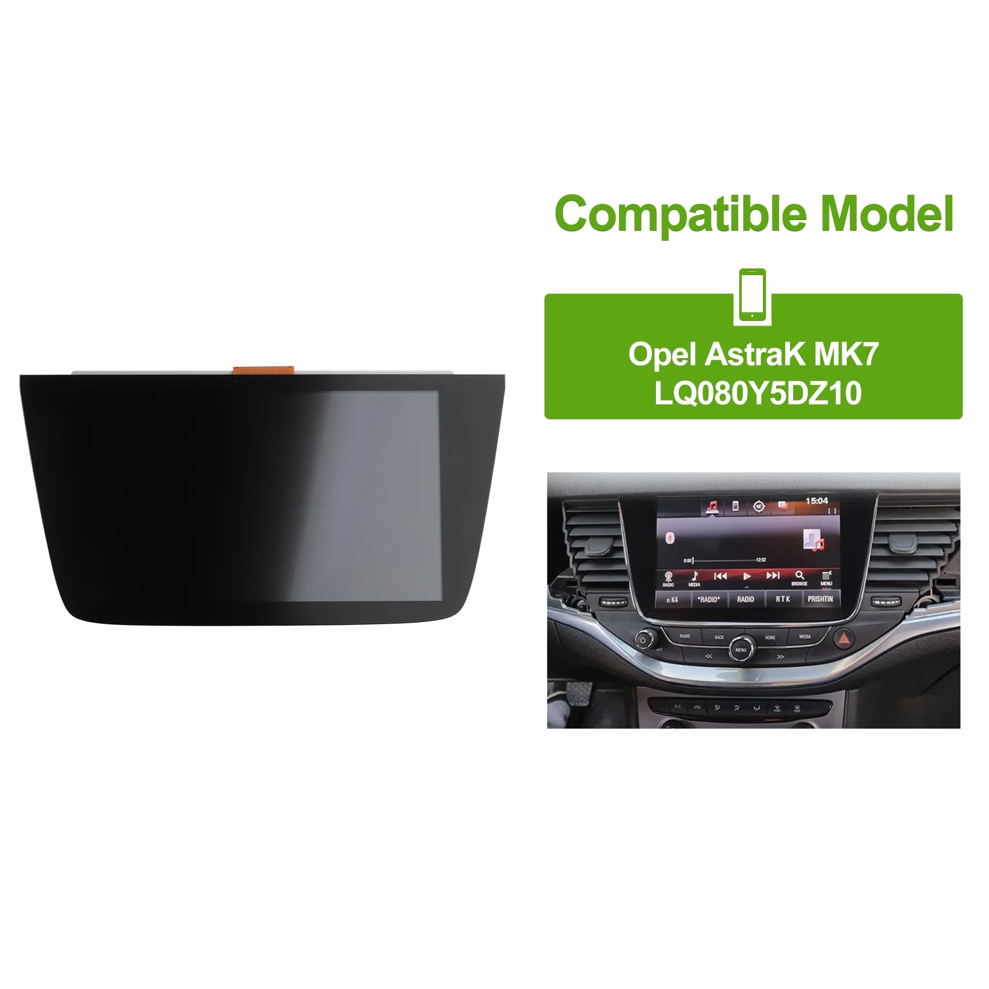 New Opel Vauxhall Navi 900 IntelliLink Navi Radio LCD kompatybilny z Opel Astra K MK7 LQ080Y5DZ10, części zamienne z bezpłatnymi narzędziami - 20,5 cm (8")