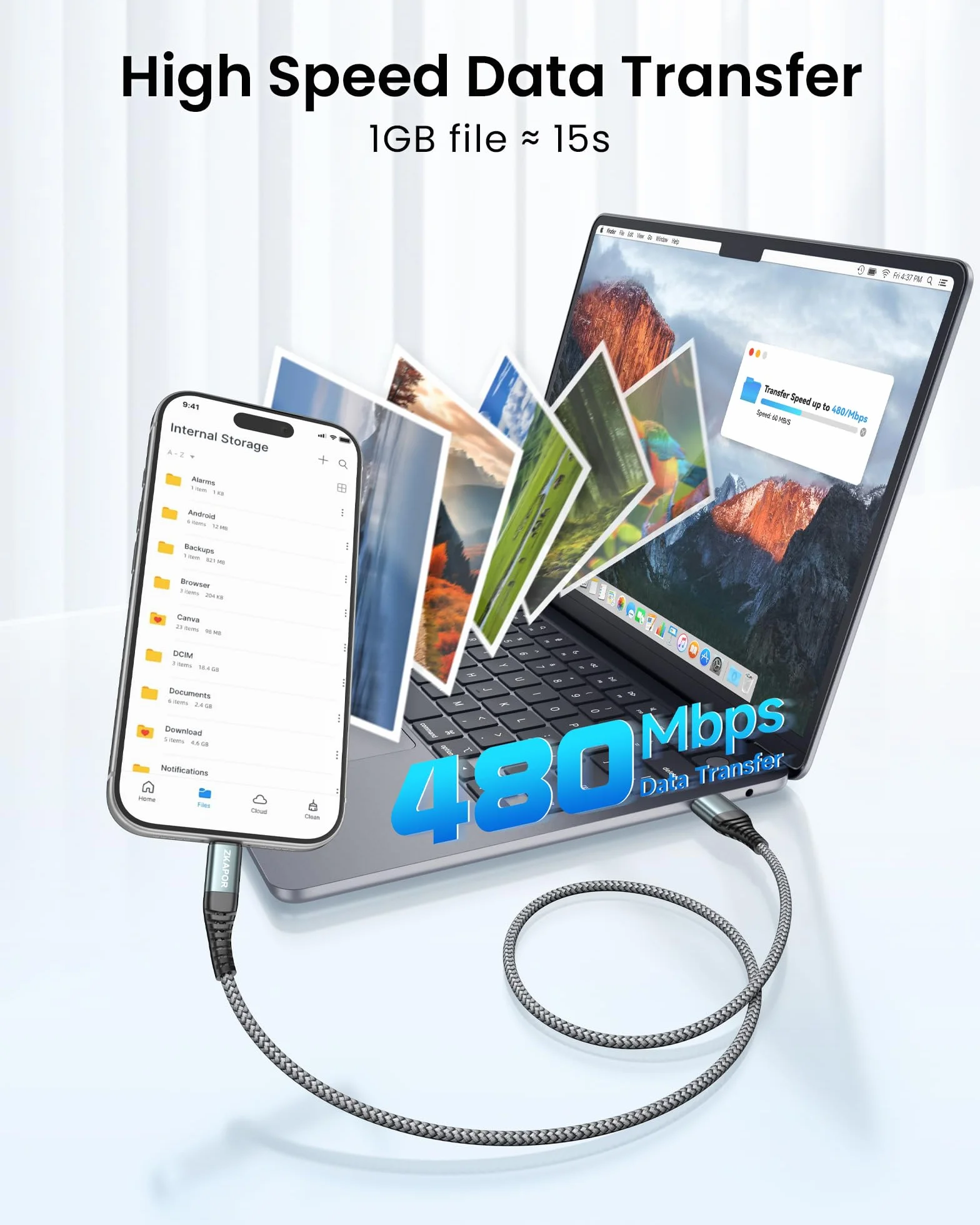 Kabel ZKAPOR USB C [2Pack 1M], kabel ładowarki USB C Nylonowy pleciony kabel szybkiego ładowania typu C kompatybilny z Samsung Galaxy S22 /S21 /S20 /S9, Huawei P40 /P30 /P20, Google Pixel, Sony -Grey