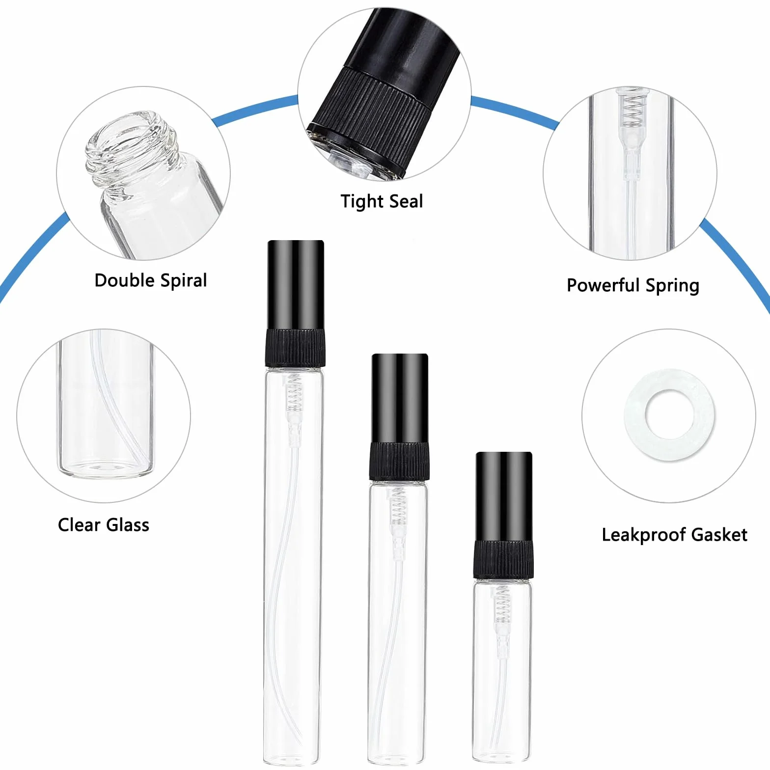 Szklany atomizer do perfum 3 ml 5 ml 10 ml, butelka na próbki, mini z rozpylaczem, przezroczysta, pusta